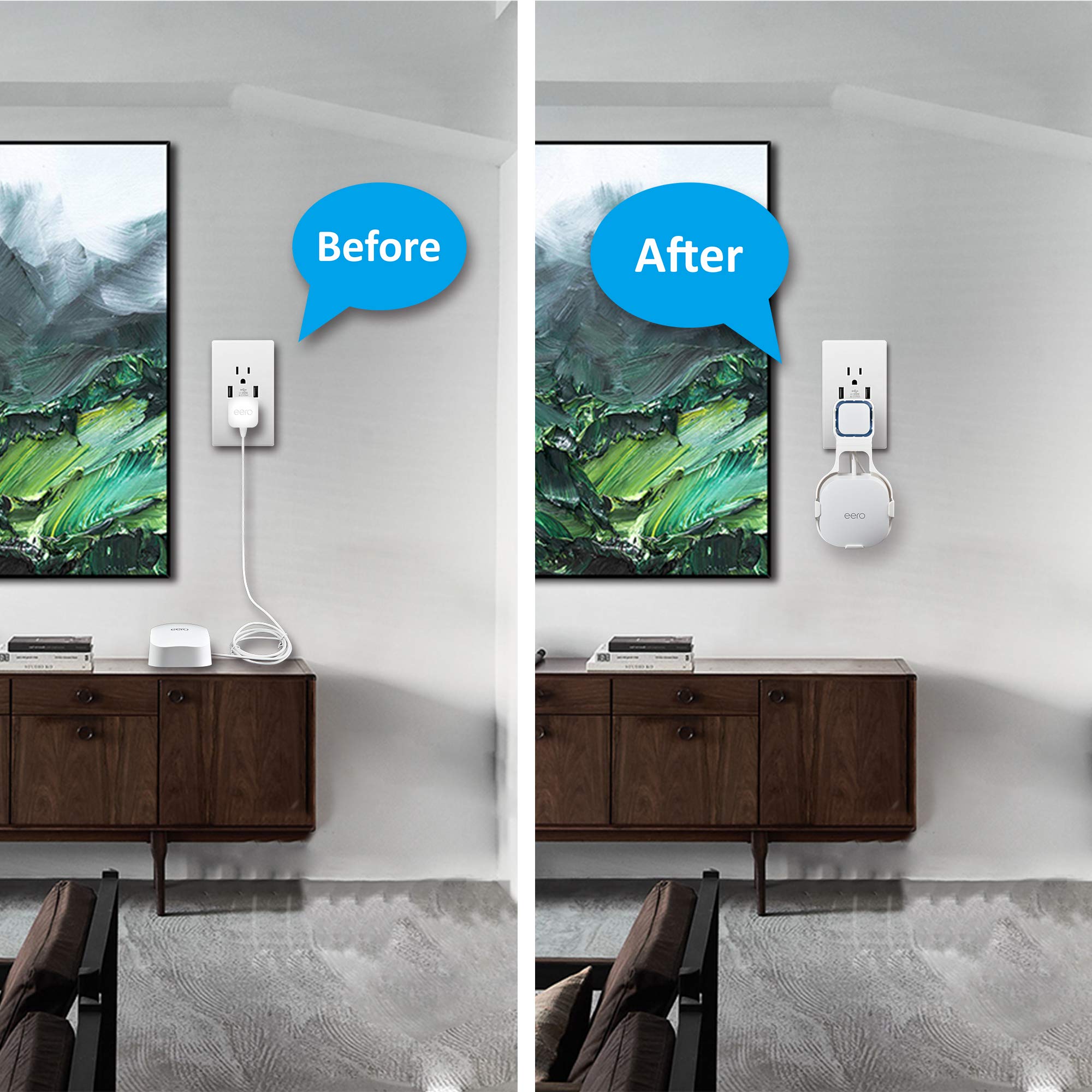 Petimeti Wall Mount For Eero 6 Mesh Wifi System, Space Saving Wall Mount Bracket For Eero 6 Router With Cord Management And Easi