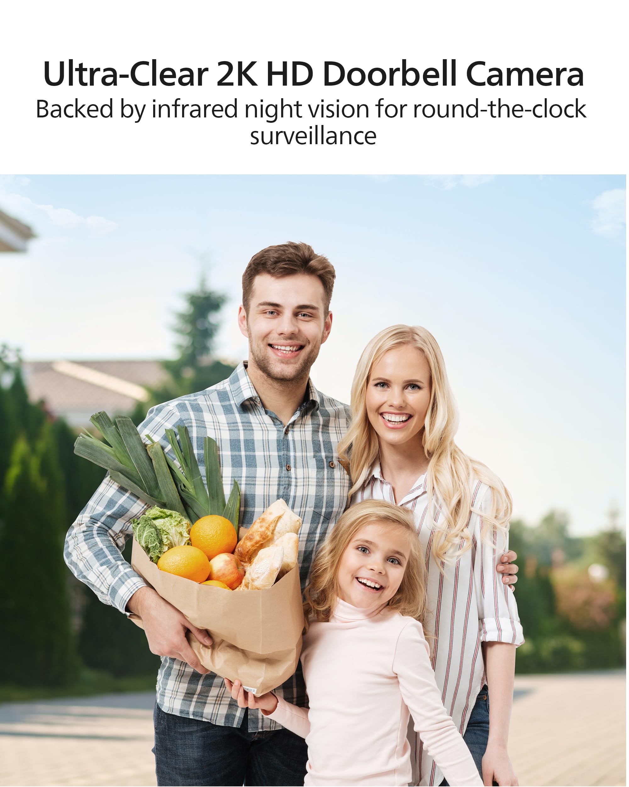 Philips Security Video Doorbell Camera Wireless (Chime Included), No Monthly Fee, Dual Cameras 2K Fhd With Motion Detection, 2 W