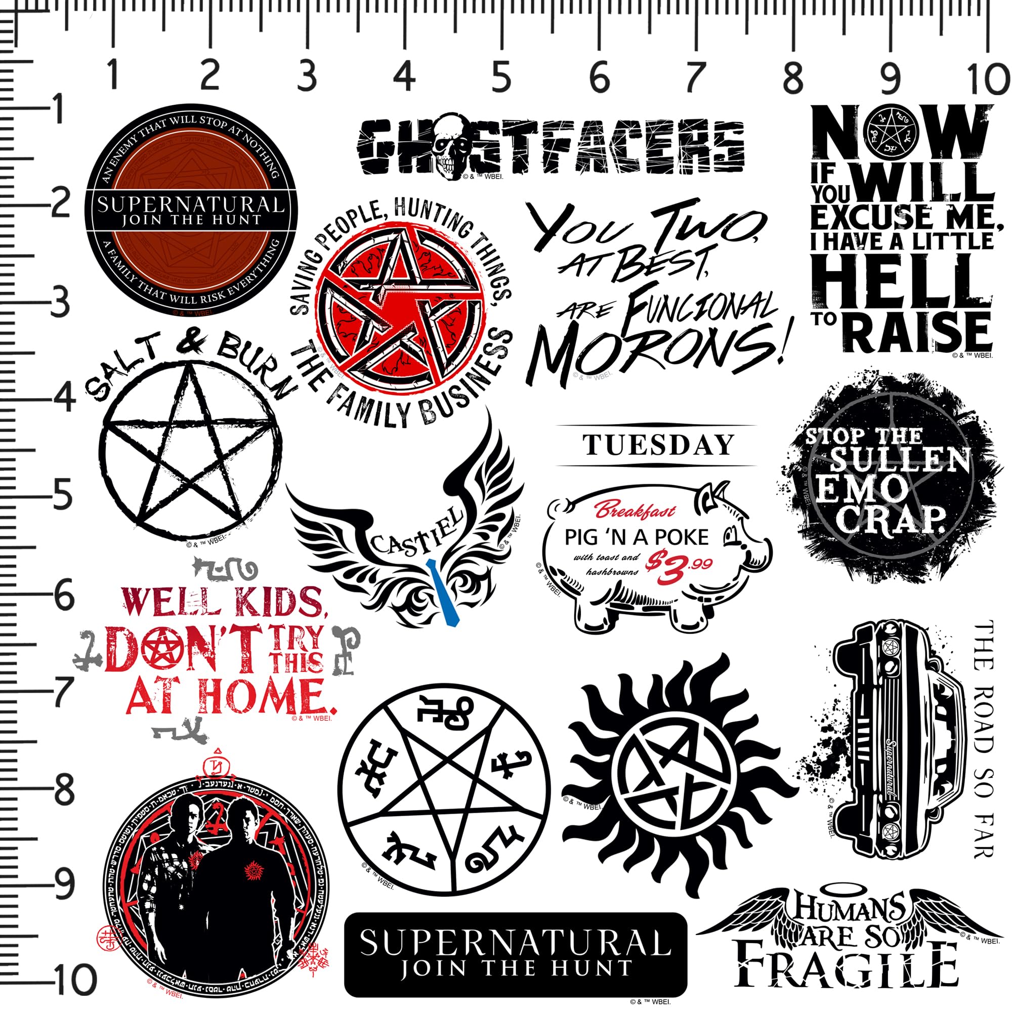 Supernatural Limited Color 50Ct Vinyl Large Deluxe Stickers Variety Pack   Laptop, Water Bottle, Scrapbooking, Tablet, Skateboar
