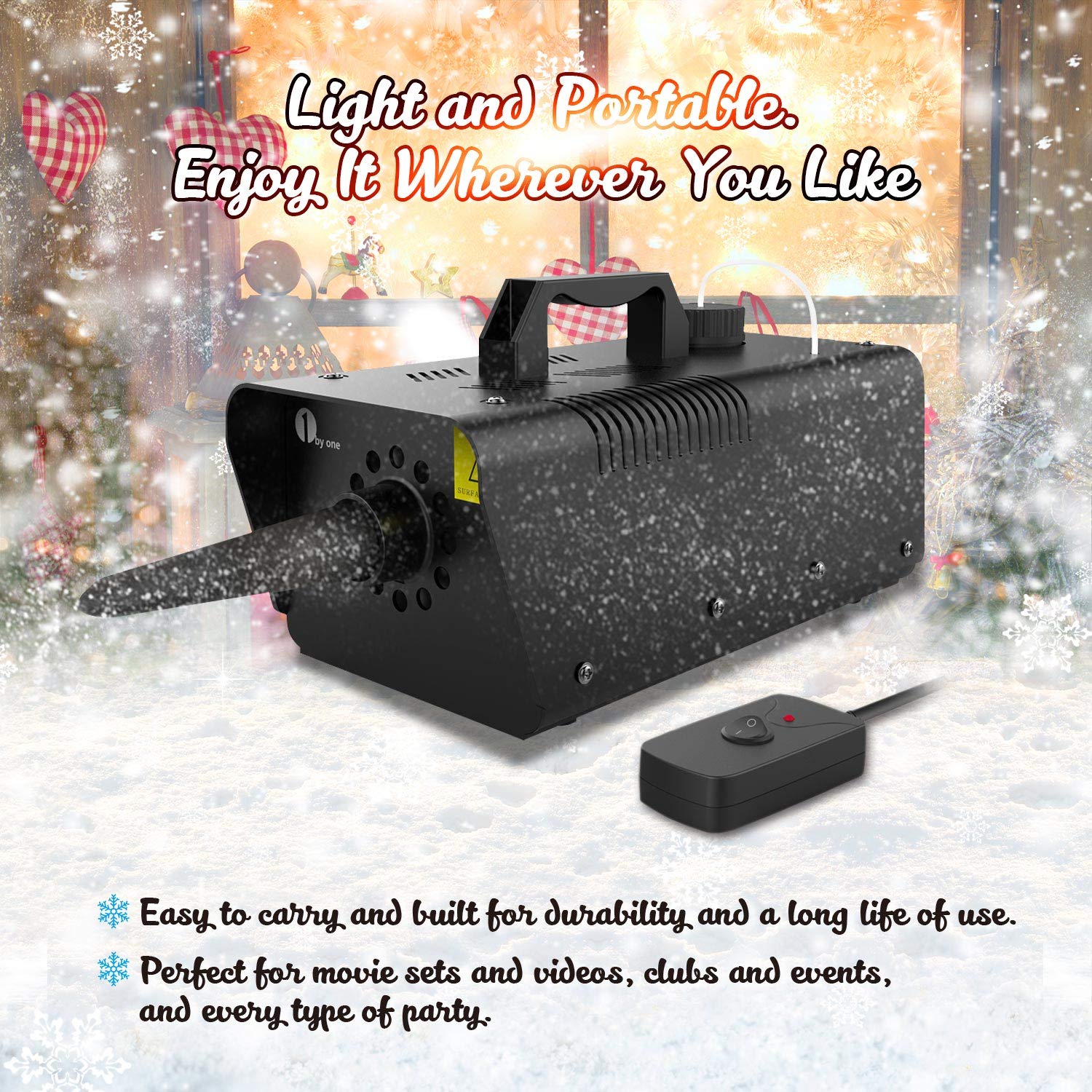 1Byone 650W Snow Machine Wired Remote Control Great Machine For Kids, Parties, Parades
