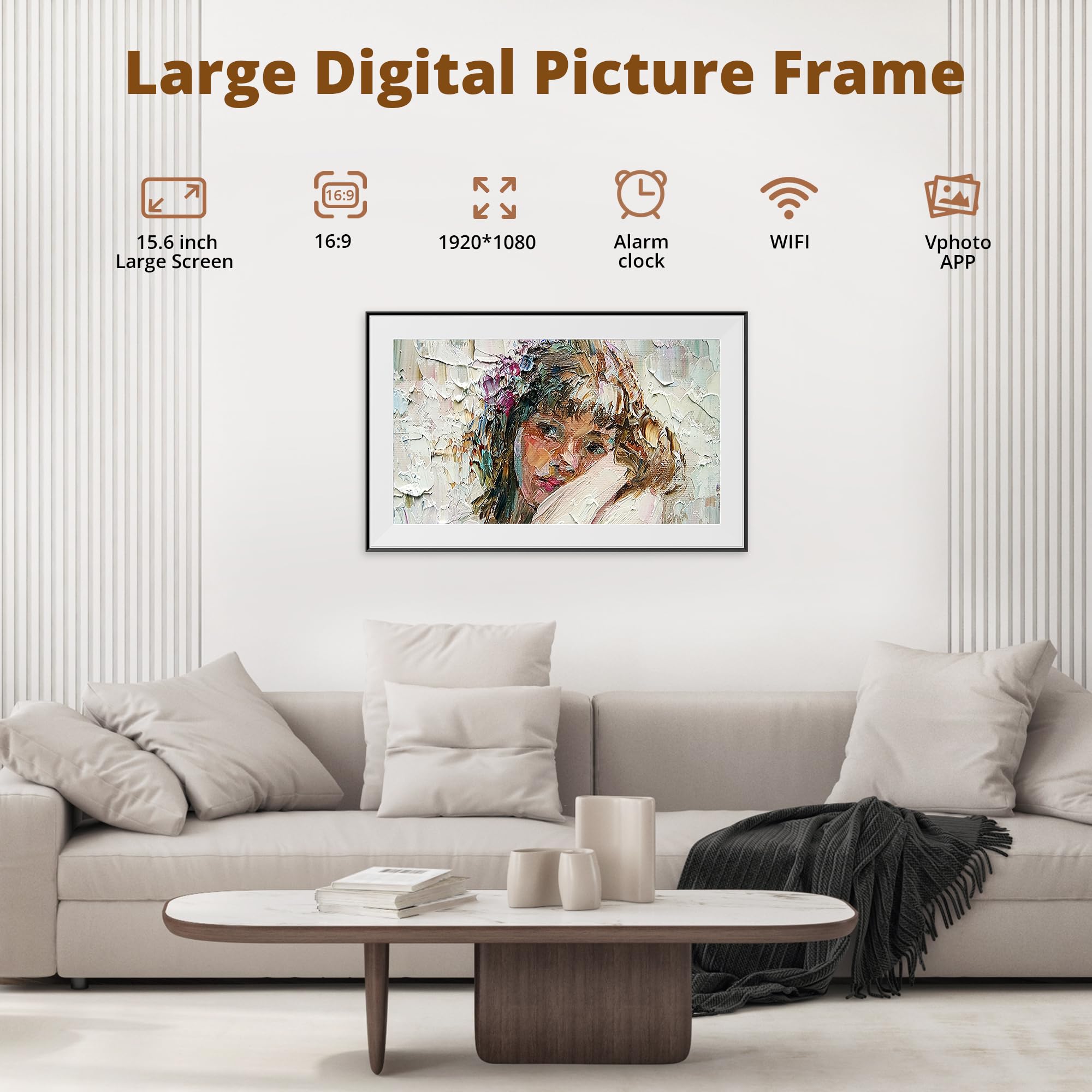 Dragon Touch Digital Picture Frame   15.6 Inch Wifi Large Digital Photo Frame With 32Gb Storage, Fhd Touch Screen, Easy Setup To