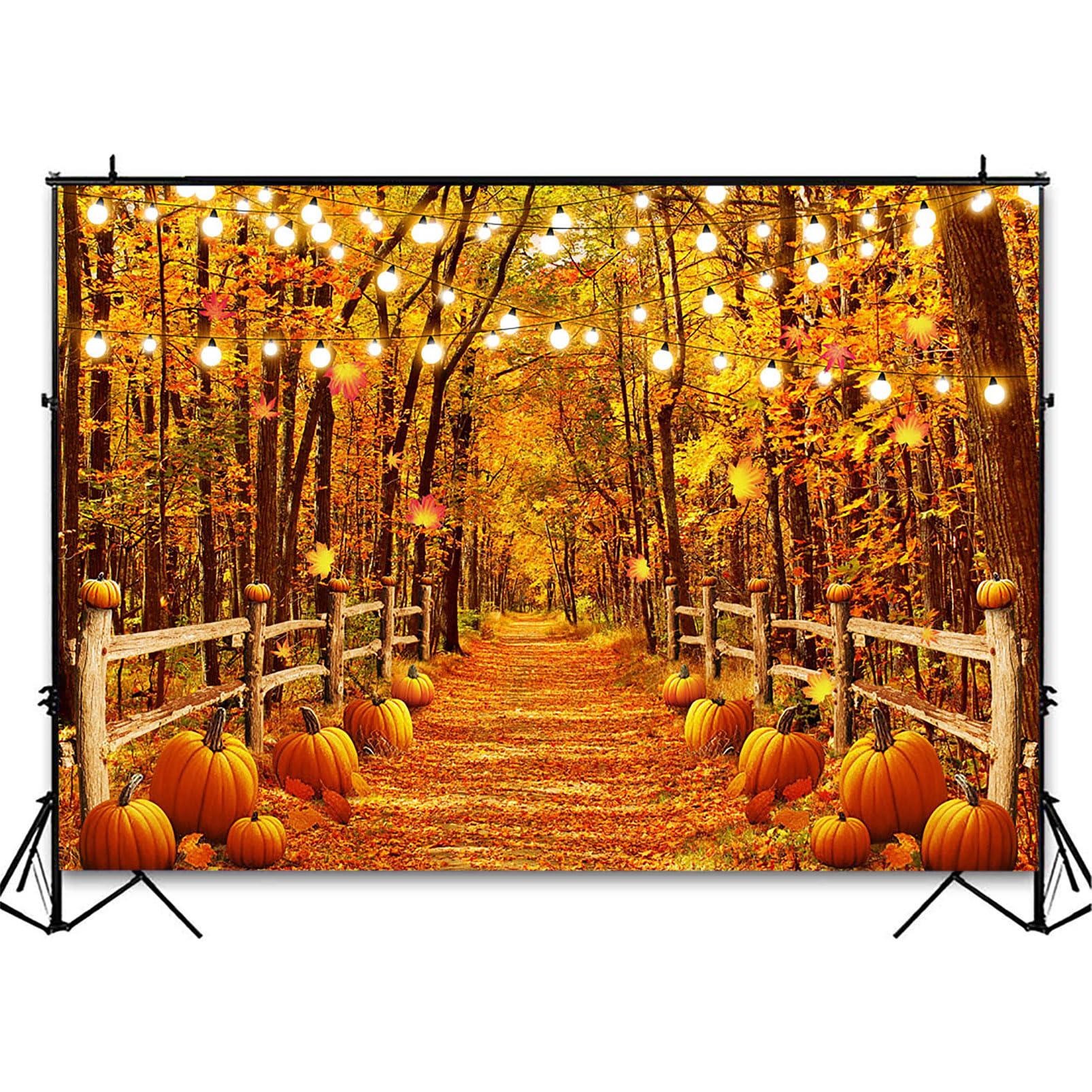 Avezano Fall Backdrops For Photography Autumn Maple Leaves Forest Path Photo Background Thanksgiving Holiday Portrait Photoshoot