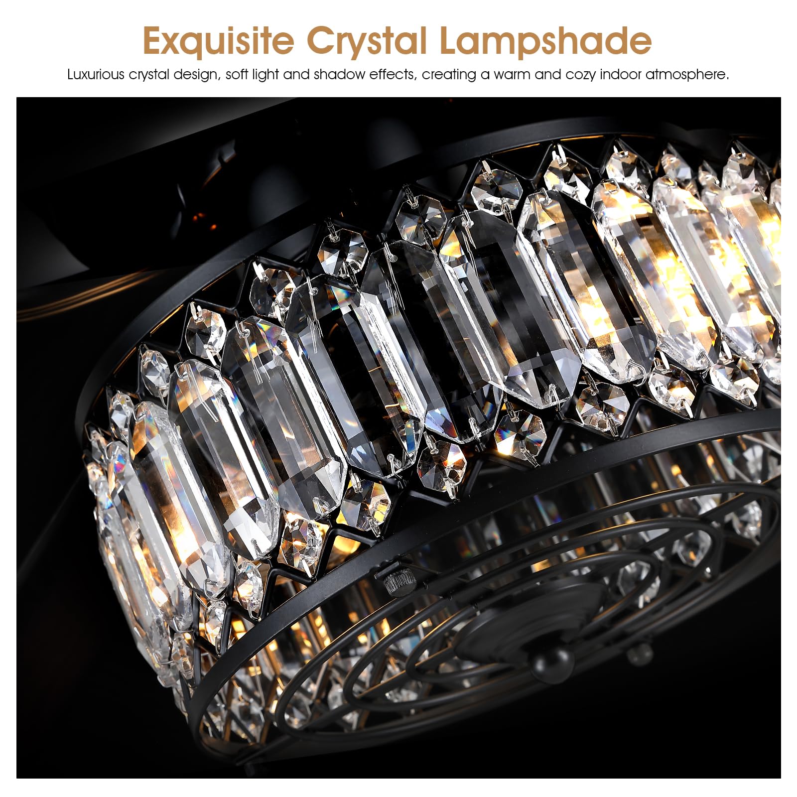 Kviflon Chandelier Ceiling Fans With Lights, Crystal Ceiling Fan With Remote, 48 Inch Farmhouse Fandelier Ceiling Fan For Living