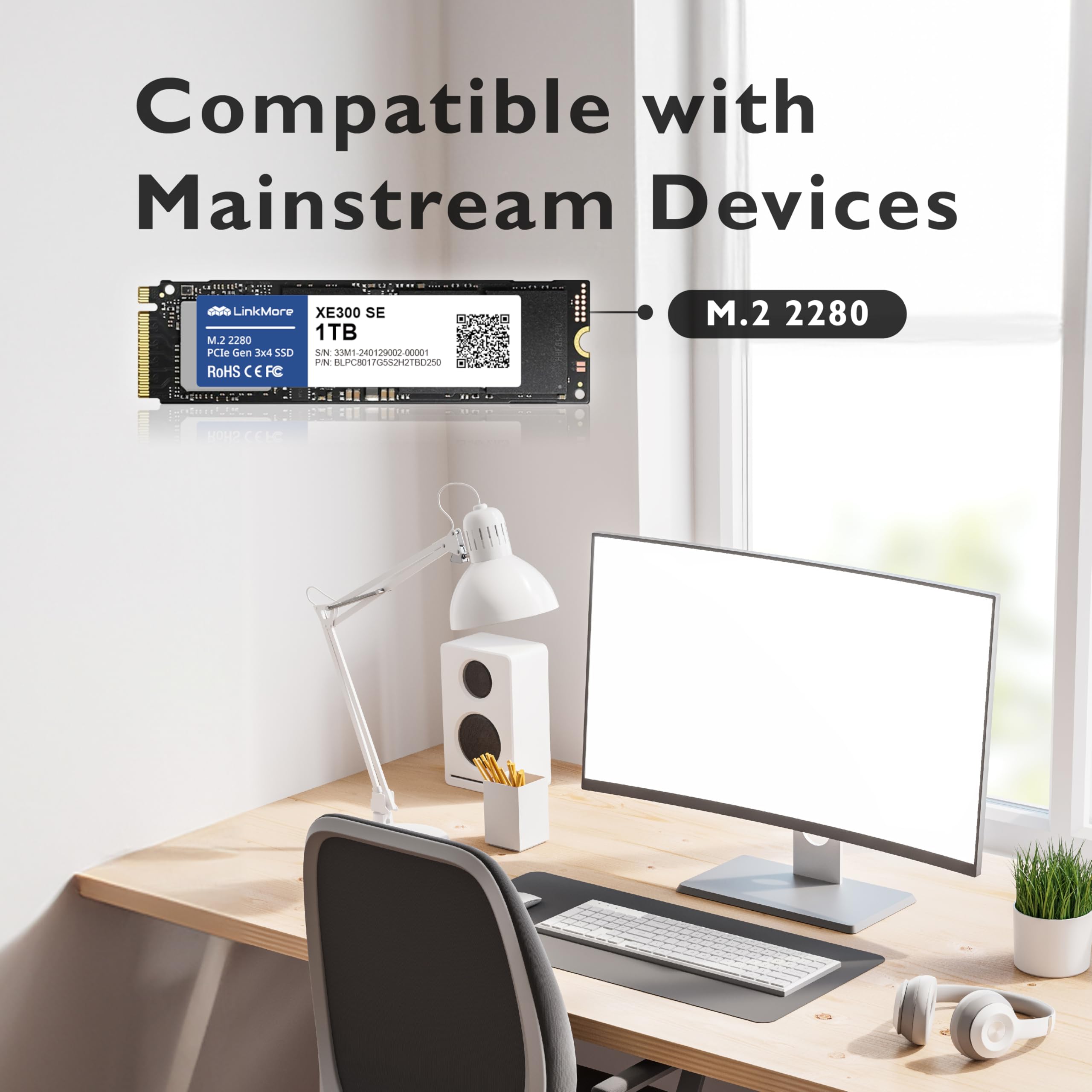 Linkmore Xe300 Se 1Tb Pcie Gen3 Nvme M.2 2280 Internal Solid State Drive, Gen3.0X4 Read Speed Up To 2100Mb/S For Latop And Pc