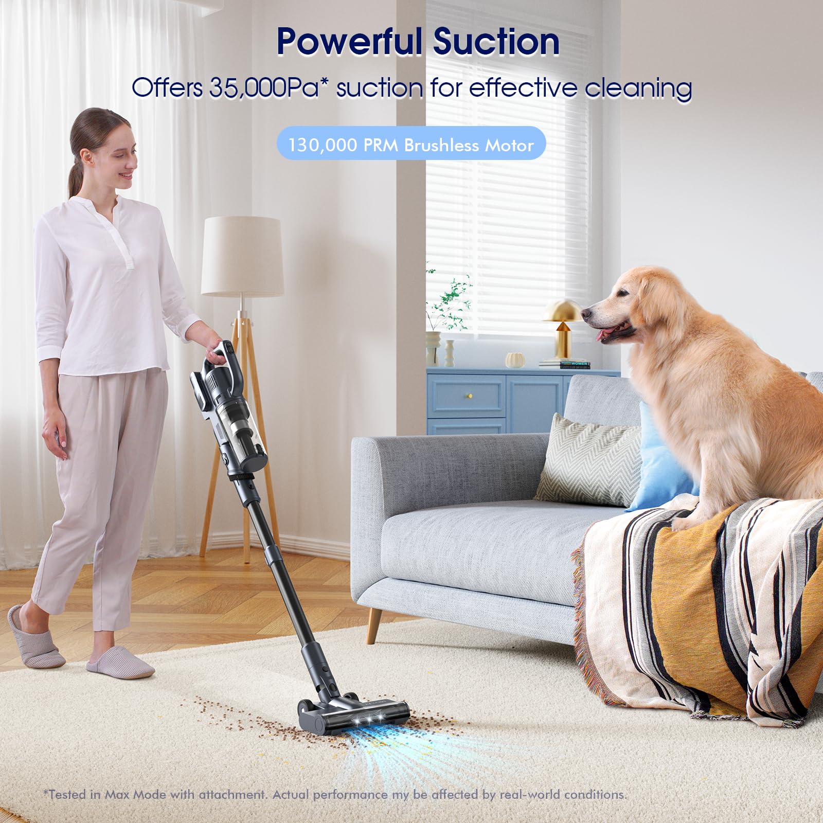 Miuzzy Cordless Vacuum Cleaner, 35Kpa Powerful Suction Max 50Min Runtime, Stick And Handheld Vacuum, Lightweight Vacuum Cleaners