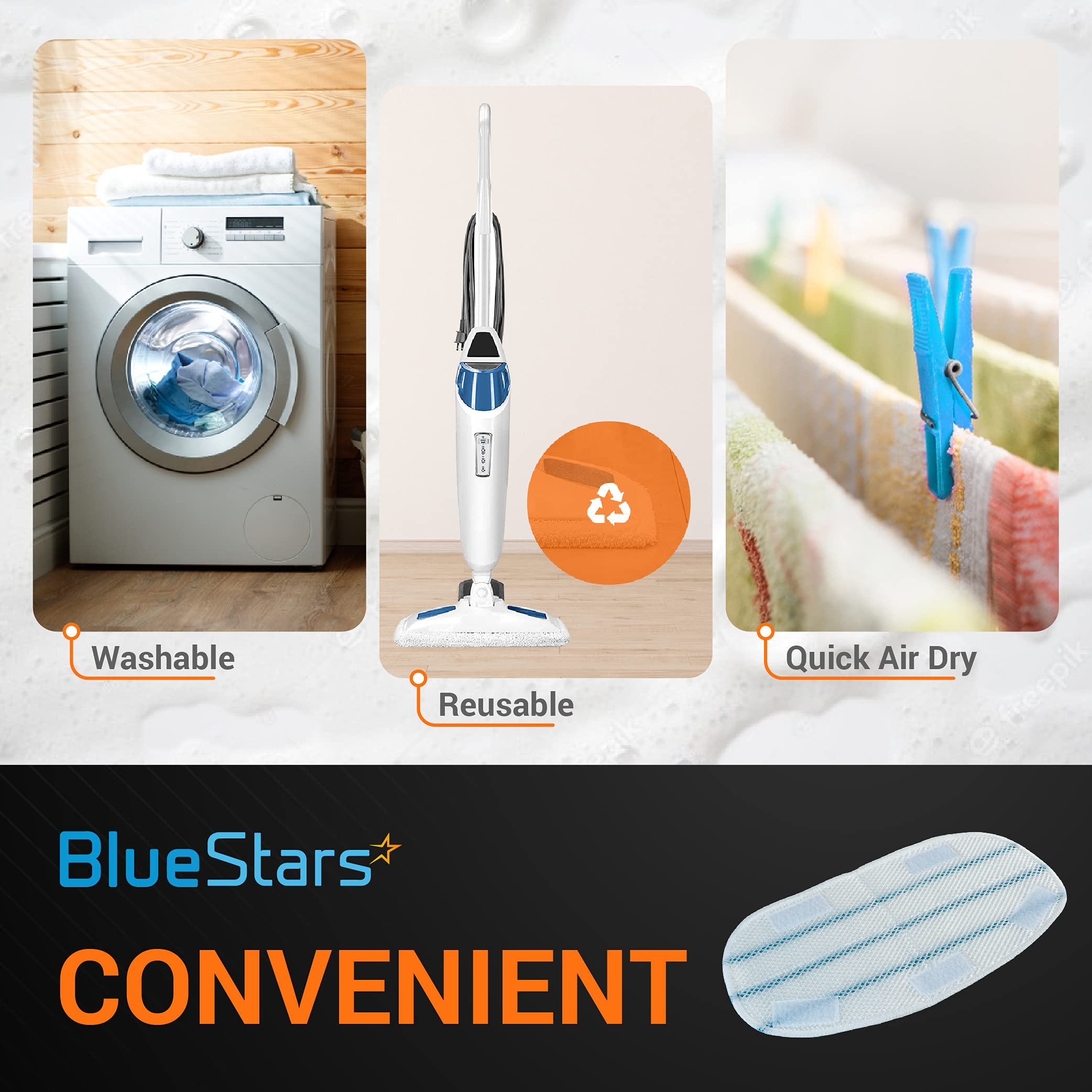 Bluestars ???? ???????? Microfiber Steam Mop Pads For Pursteam Thermapro 10 In 1 Steam Mop Washable Reusable Pads Replacement