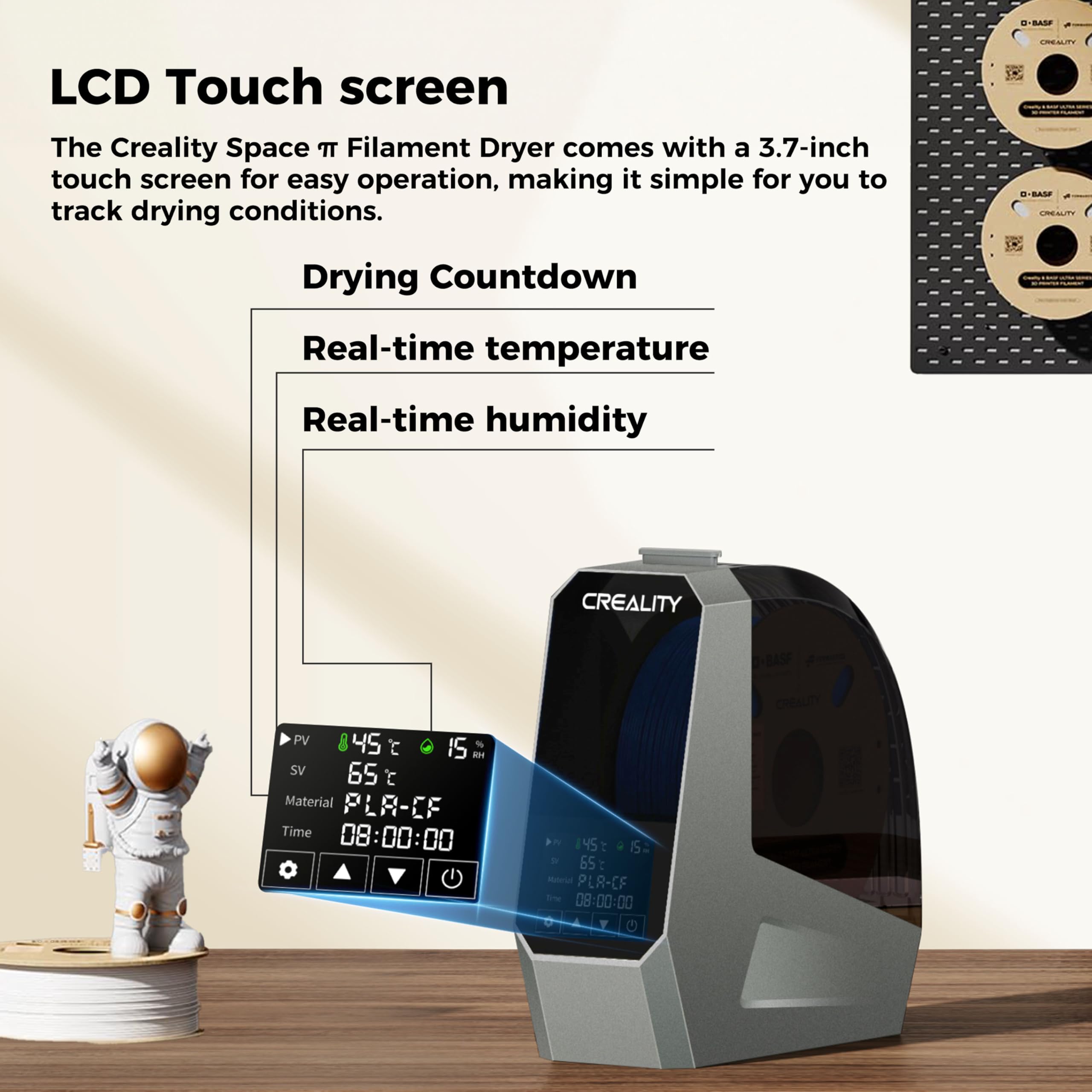 2024 Creality Official Space Pi Filament Dryer, 3D Printing Filament Dryer Box With Ptc Heater, 45 70C 360 Fast Heating, 3.7'' L