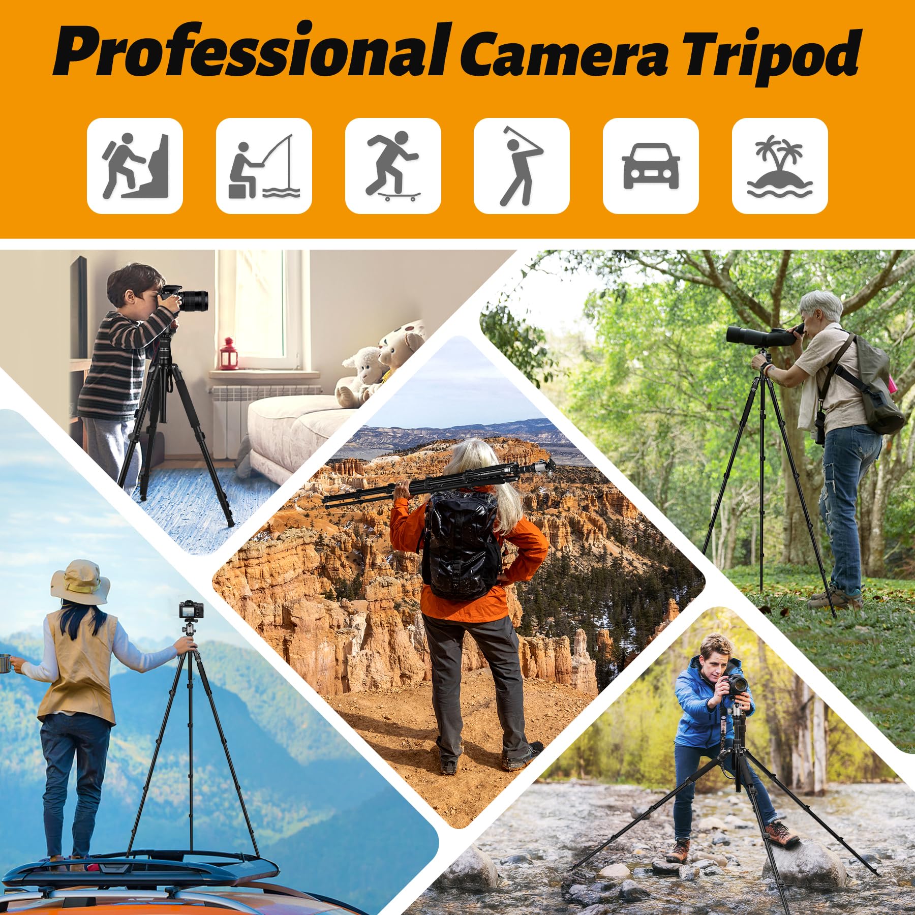 Joilcan Tripod For Camera, 81'' Camera Tripod Dslr Tripod, 83'' Aluminum Camera Tripods & Monopods, Heavy Duty Travel Tripod For