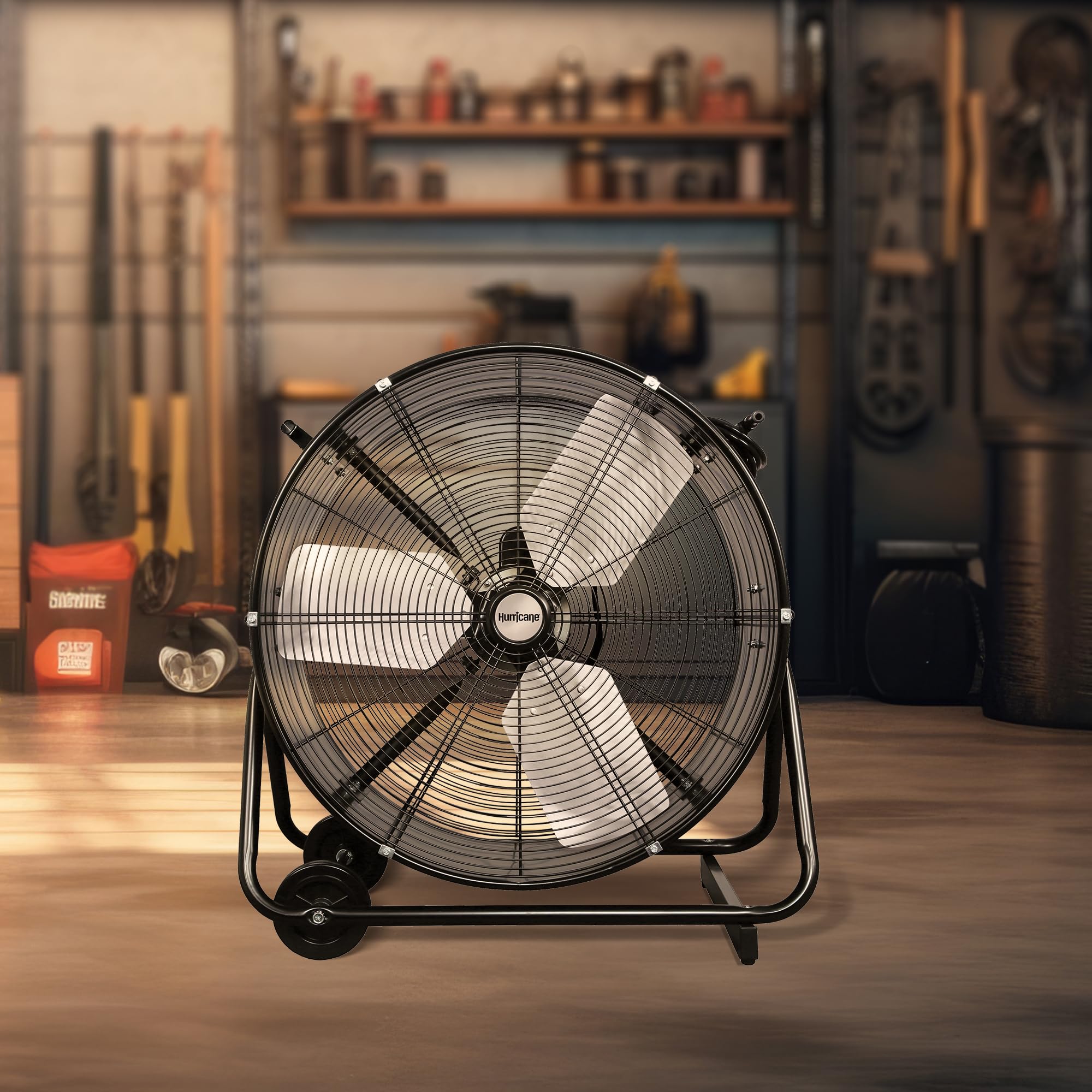 Hurricane Pro 24    Heavy Duty Drum Fan   Powerful 7195 Cfm Airflow, Adjustable Tilt, All Metal Construction For Home, Garage, G
