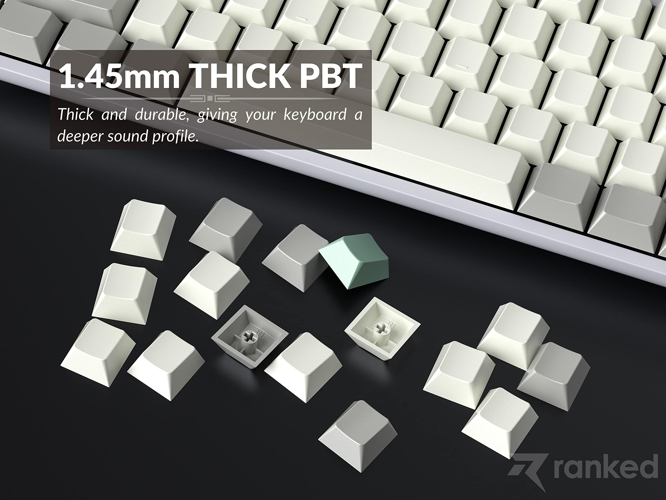 Ranked Blank Premium Keycap Set | 1.4 Mm Thick Pbt | Cherry Profile For Mechanical Keyboard (9009, 139 Keys)