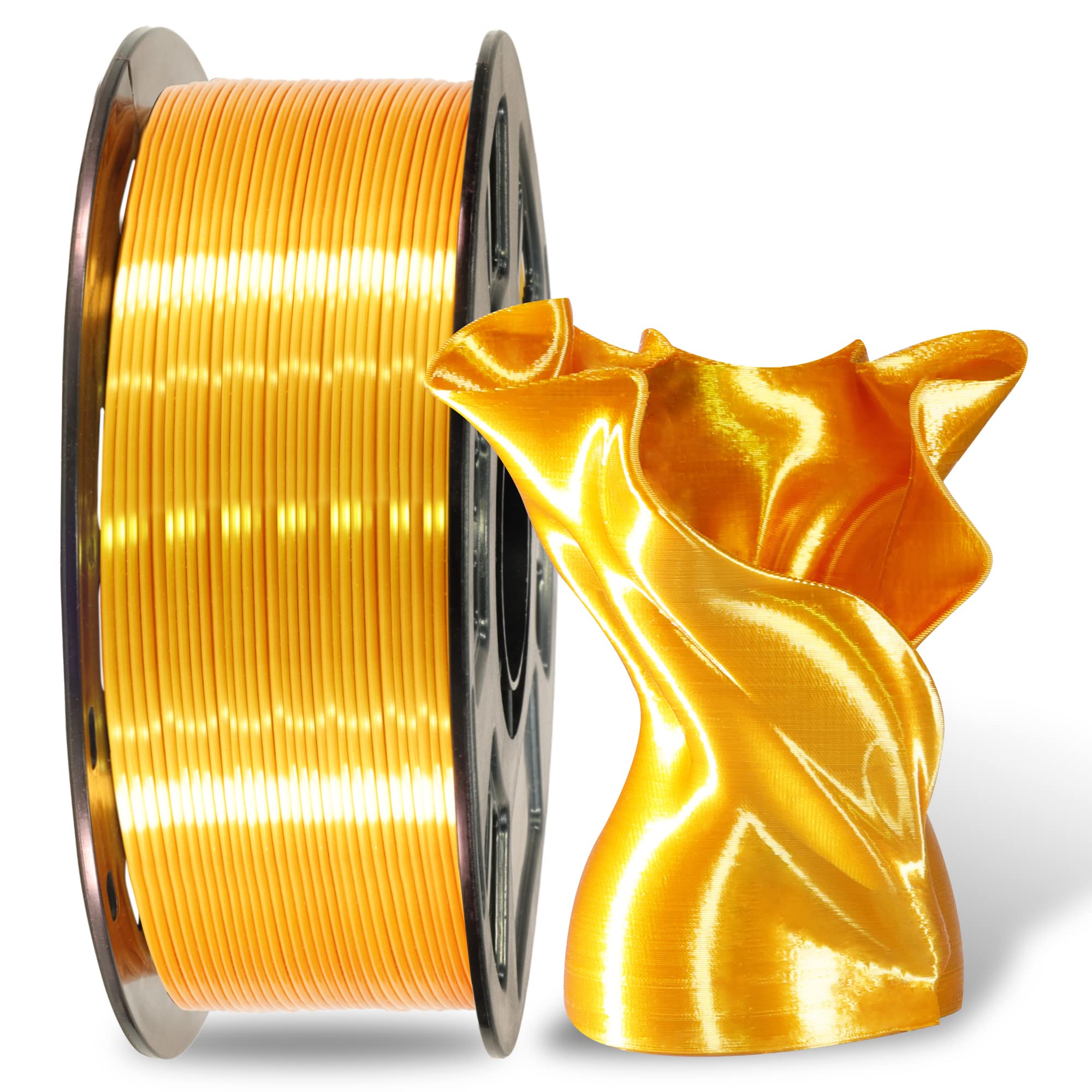 Mika3D Silk Shiny Pla Gold 3D Printing Filament, 1Kg 2.2Lbs 1.75Mm 3D Print Material, High Diameter Control Neatly Wound Silk Pl