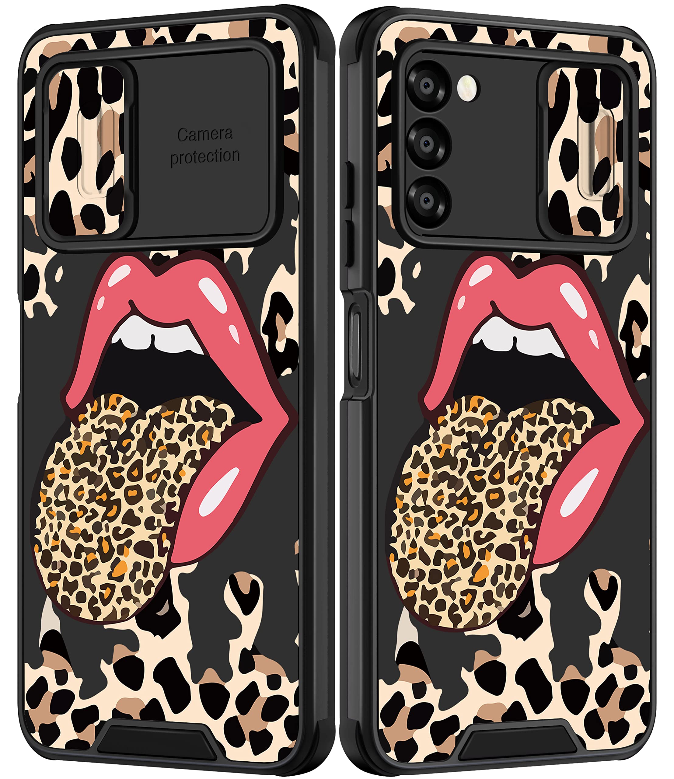 Goocrux For Samsung Galaxy A03S Case For Women Girls Cheetah Print Phone Cover Cute Leopard Lips Animal Design Girly Aesthetic W