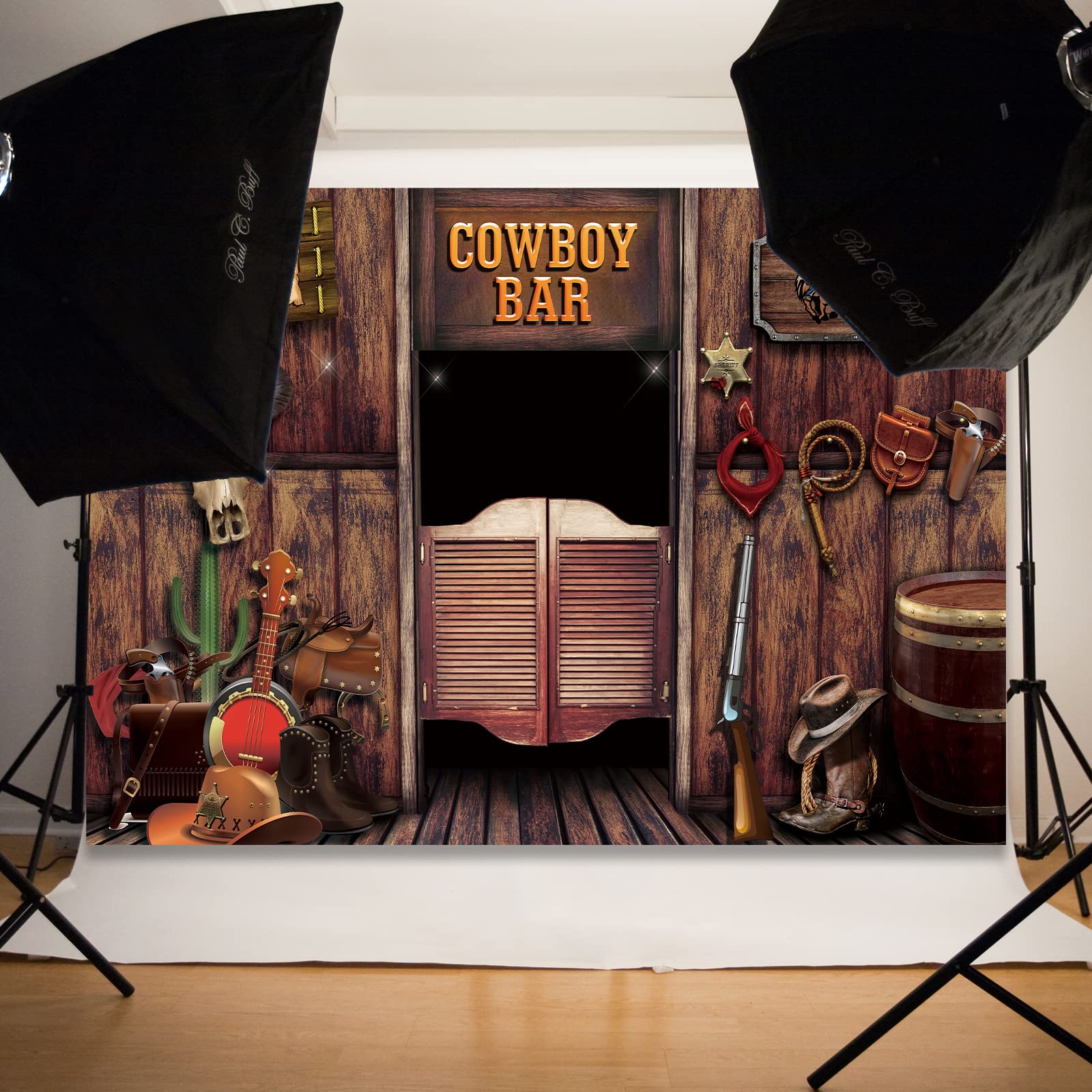 Western Cowboy Backdrop,84X60Inch | Cowboy Backdrop Western Cowboy Banner Western Cowboy Background Western Party Supplies Decor