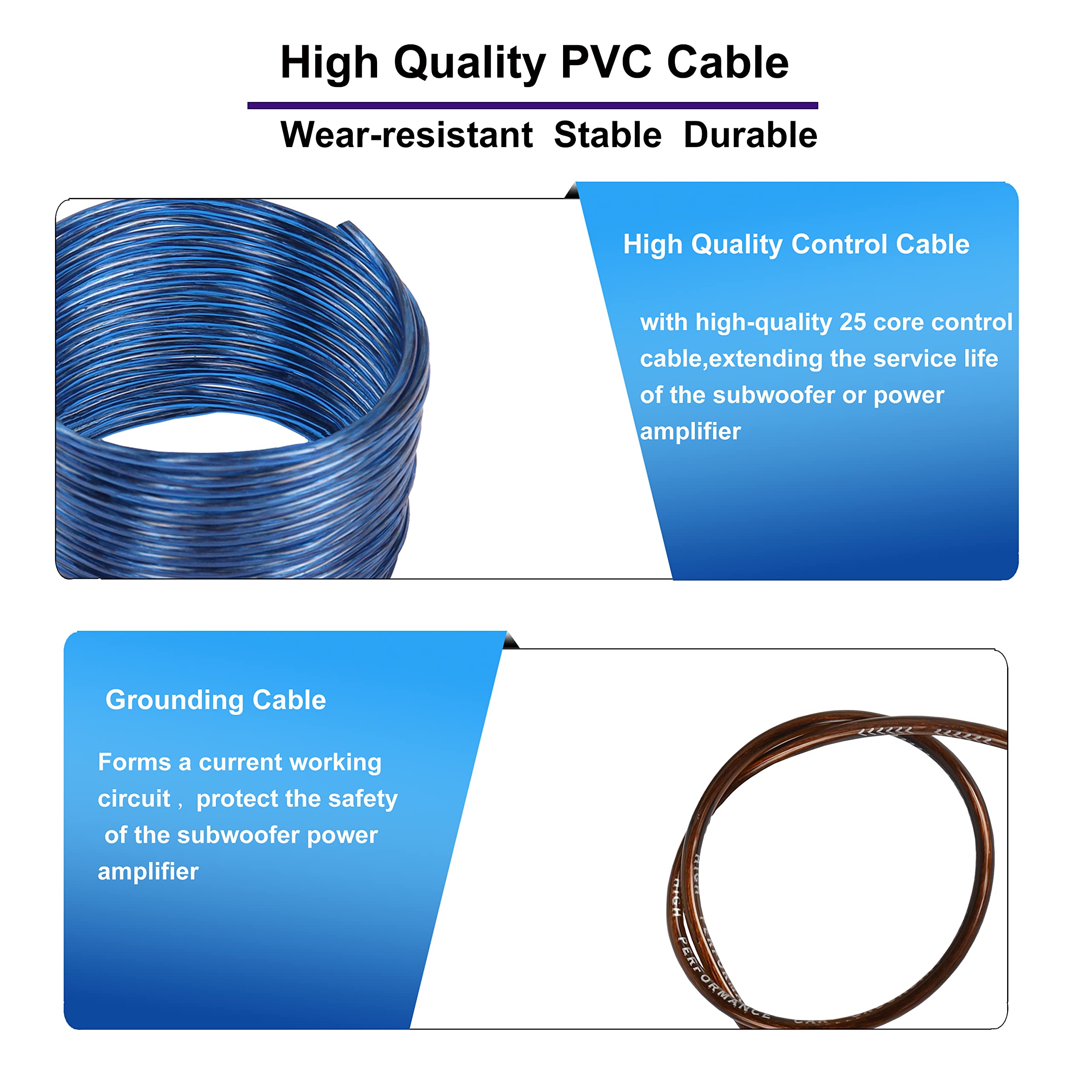 Xmsjsiy Car Audio Wiring Kit Amplifier Cable Kit 1500 Watts Car Stereo Subwoofer Installation With Fuse For Car Truck Motorcycle