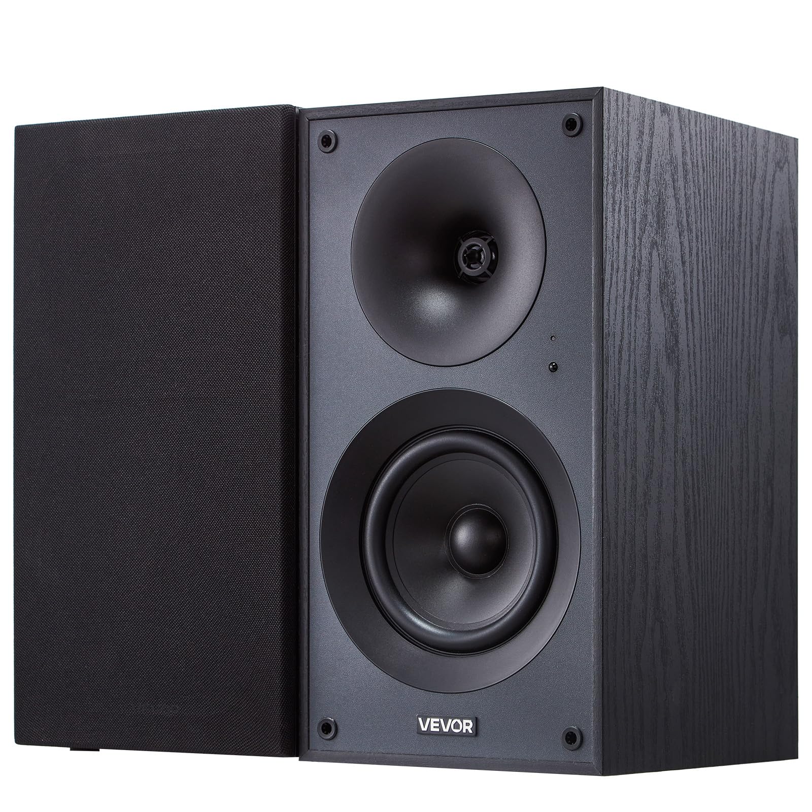 VEVOR Powered Bookshelf Speakers, 25W x 2, Active Studio Monitor Speaker with 5.25 Inch Woofer, Bluetooth/RCA/Coaxial/Optical/US
