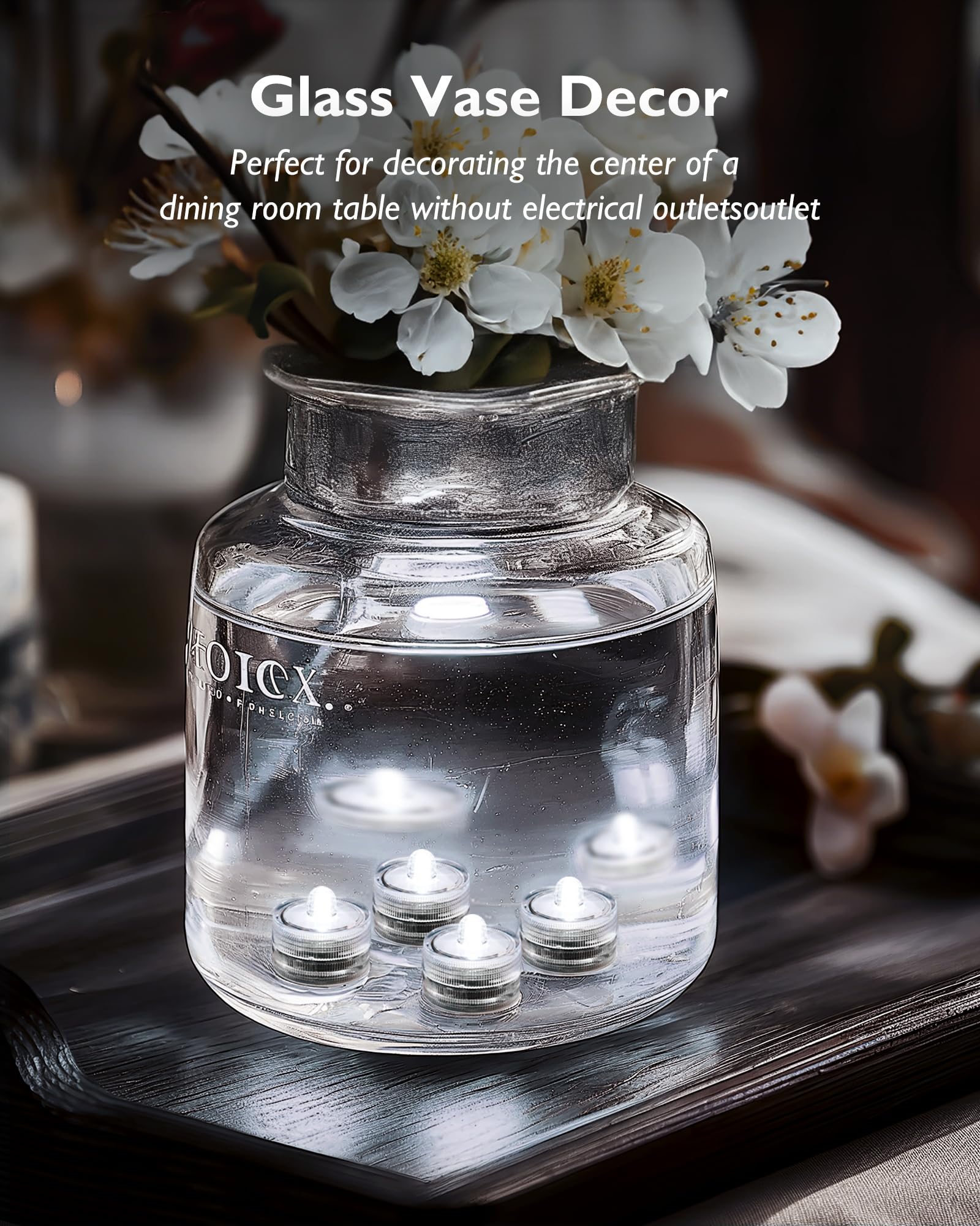 Homemory 12Pcs Mini Submersible Led Lights, 150+Hour Waterproof Small Tealight Candles,Battery Operated Underwater Efx Light For