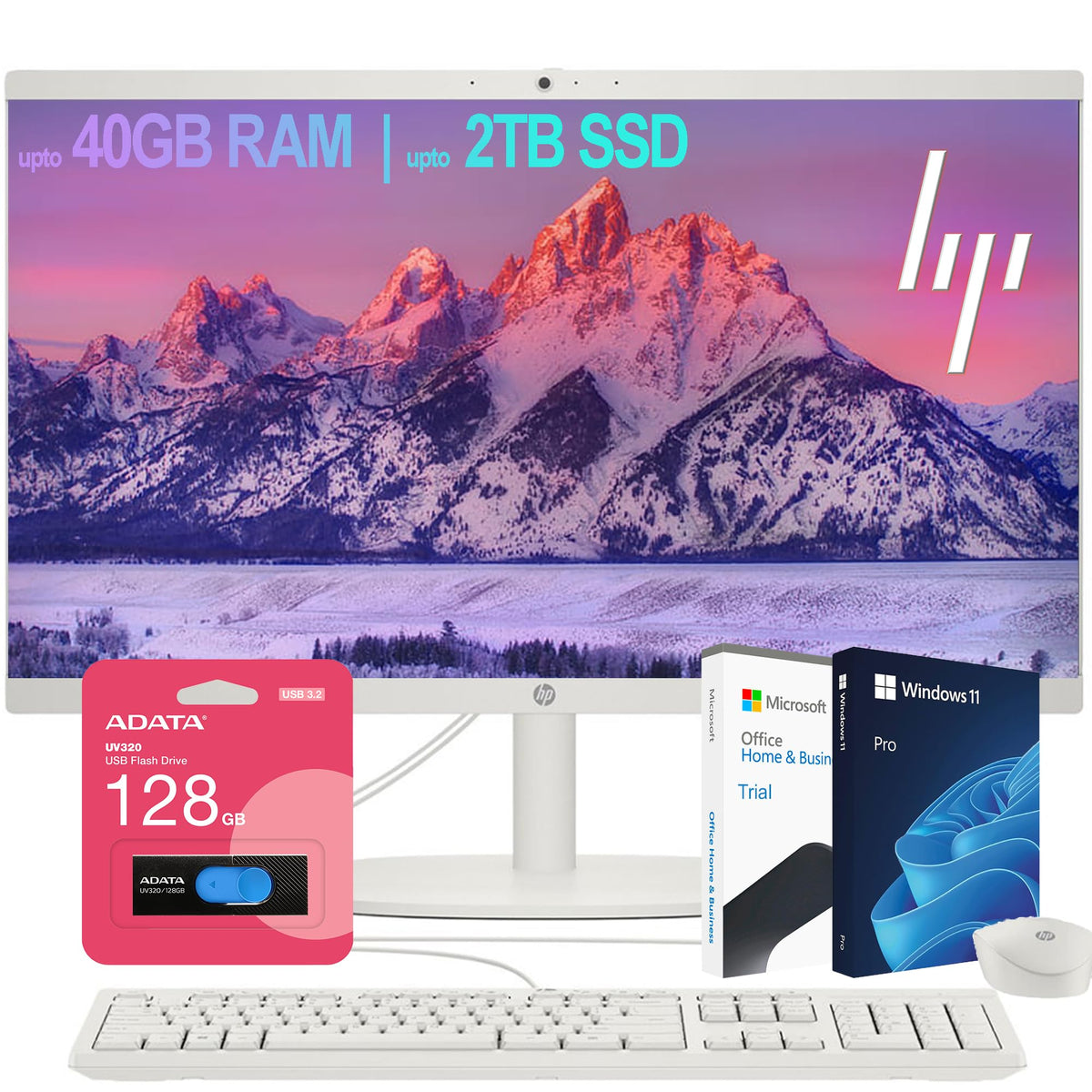 Hp All In One Desktop| 22'' Full Hd Display| Intel Dual Core Processor| 40Gb Ram| 2Tb Pcie Ssd| 128Gb External Drive & Microsoft