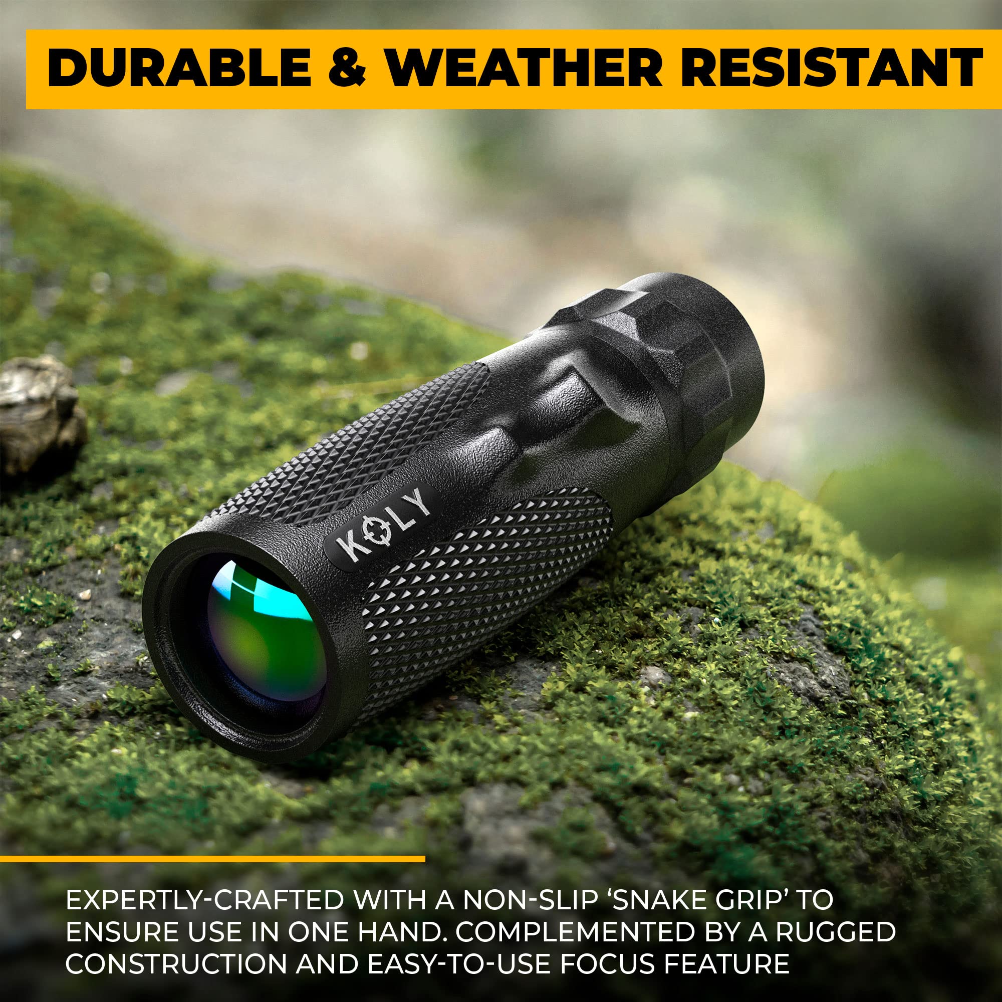 Koly Bak-4 Prism 10X25 Monocular Telescope, Compact Weather Resistant Scope With Snake Skin Grip, Designed For Bird Watching, Hi