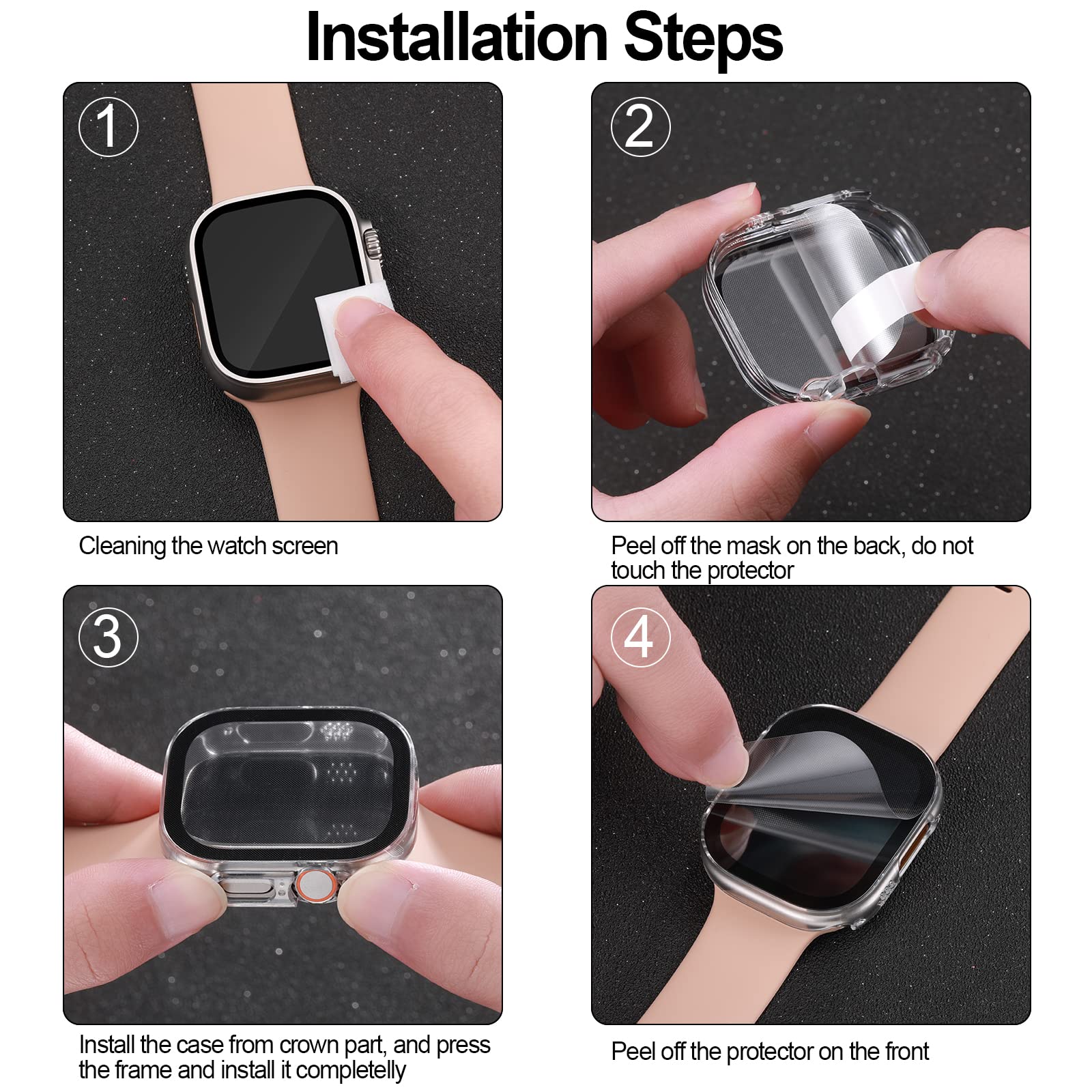 Charlam Compatible With 49Mm Apple Watch Screen Protector Ultra Iwatch Case Cover, 3 Pack Hard Pc Edge Bumper Cases Full Coverag