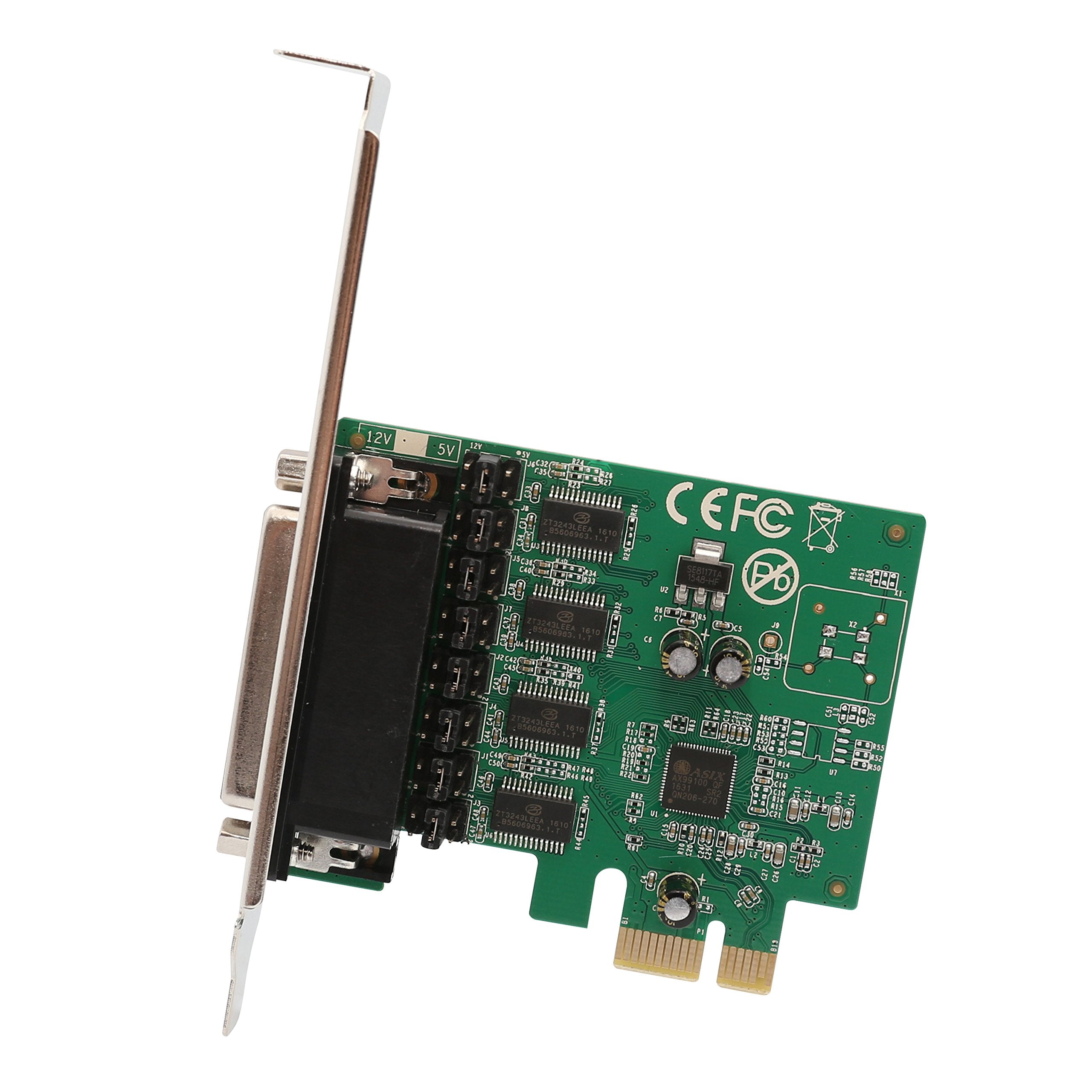 Io Crest Sipex15056 4 Port Db9 Serial Rs232 Card Pciexpress X1 With Fanout Cable Asix99100 Chipset