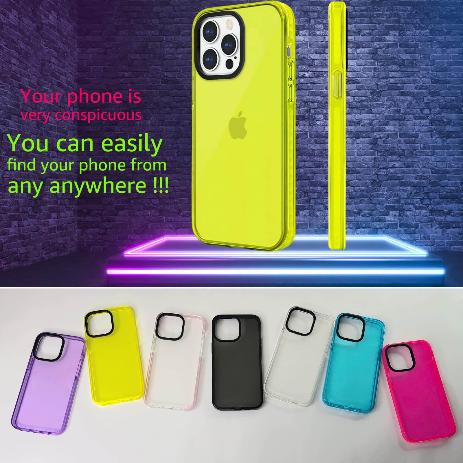 Neon Clear Case For Iphone 14 Pro Max, Cute Retro Vibrant Design Phone Cases Women 80S Accessories,Camera Protector Cover Soft S