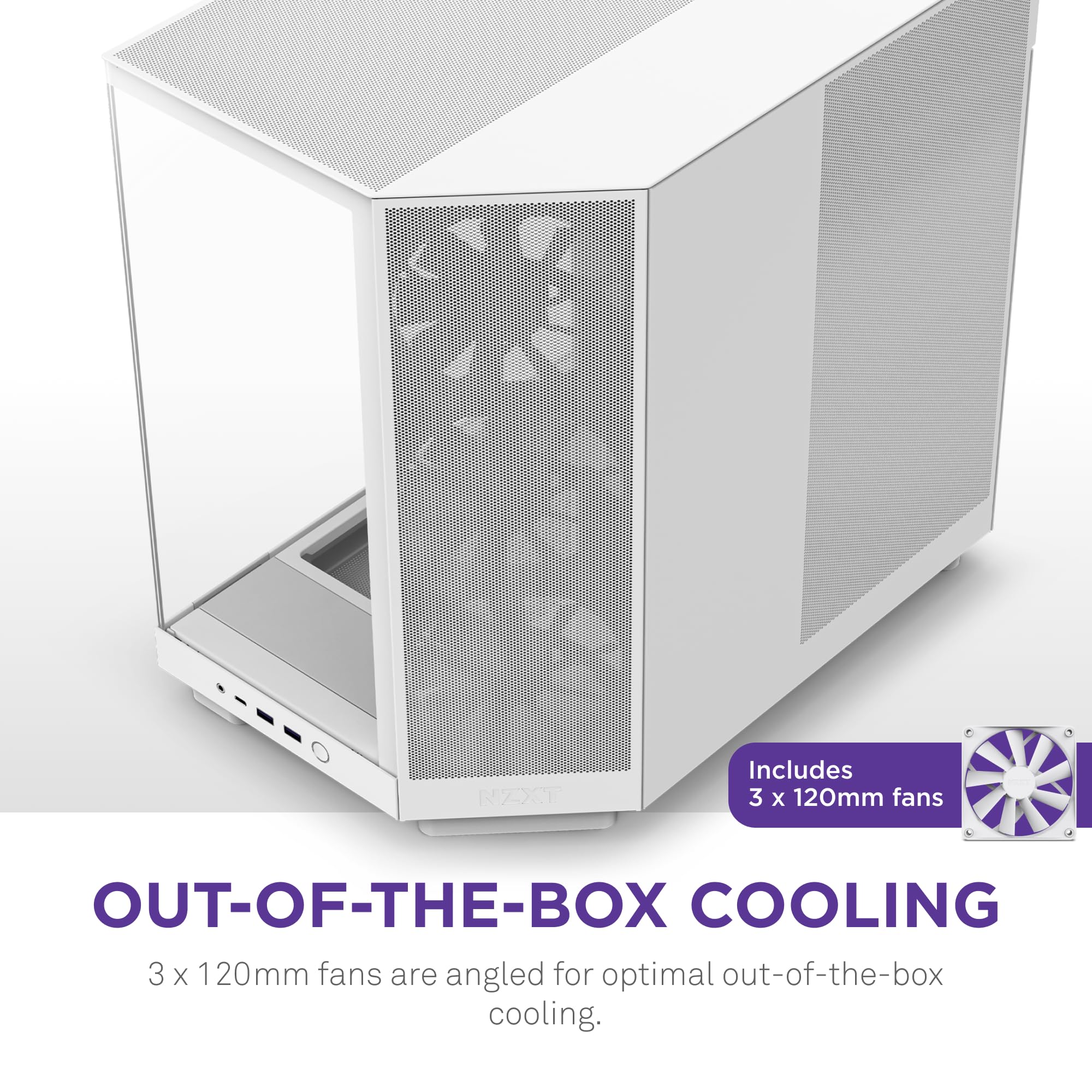 Nzxt H6 Flow | Cc-H61Fw-01 | Compact Dual-Chamber Mid-Tower Airflow Case | Panoramic Glass Panels | High-Performance Airflow Pan