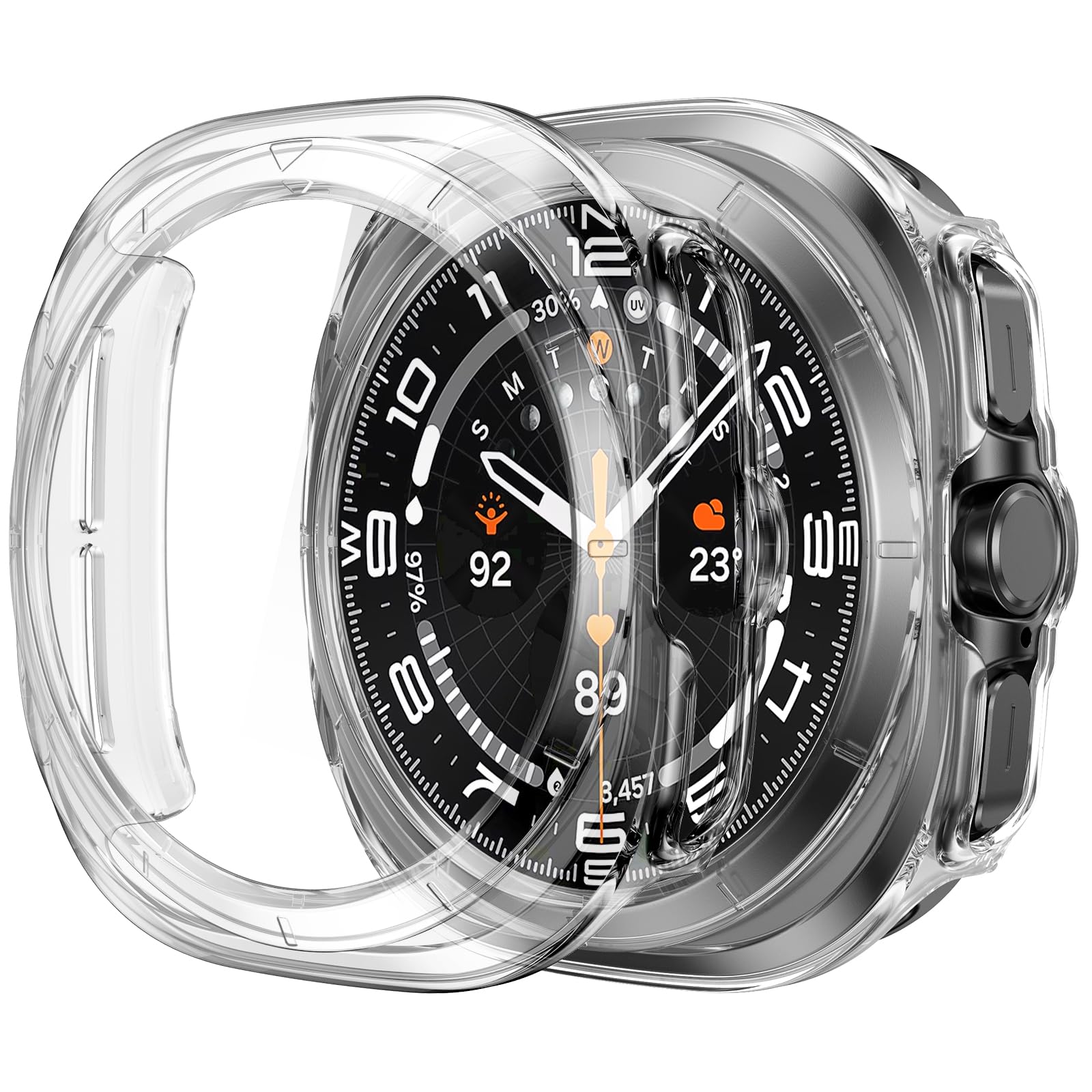 Misxi 2 Pack Hard Pc Case With Screen Protector Tempered Glass For Samsung Galaxy Watch Ultra 47Mm, Scratch Resistant Anti Slip