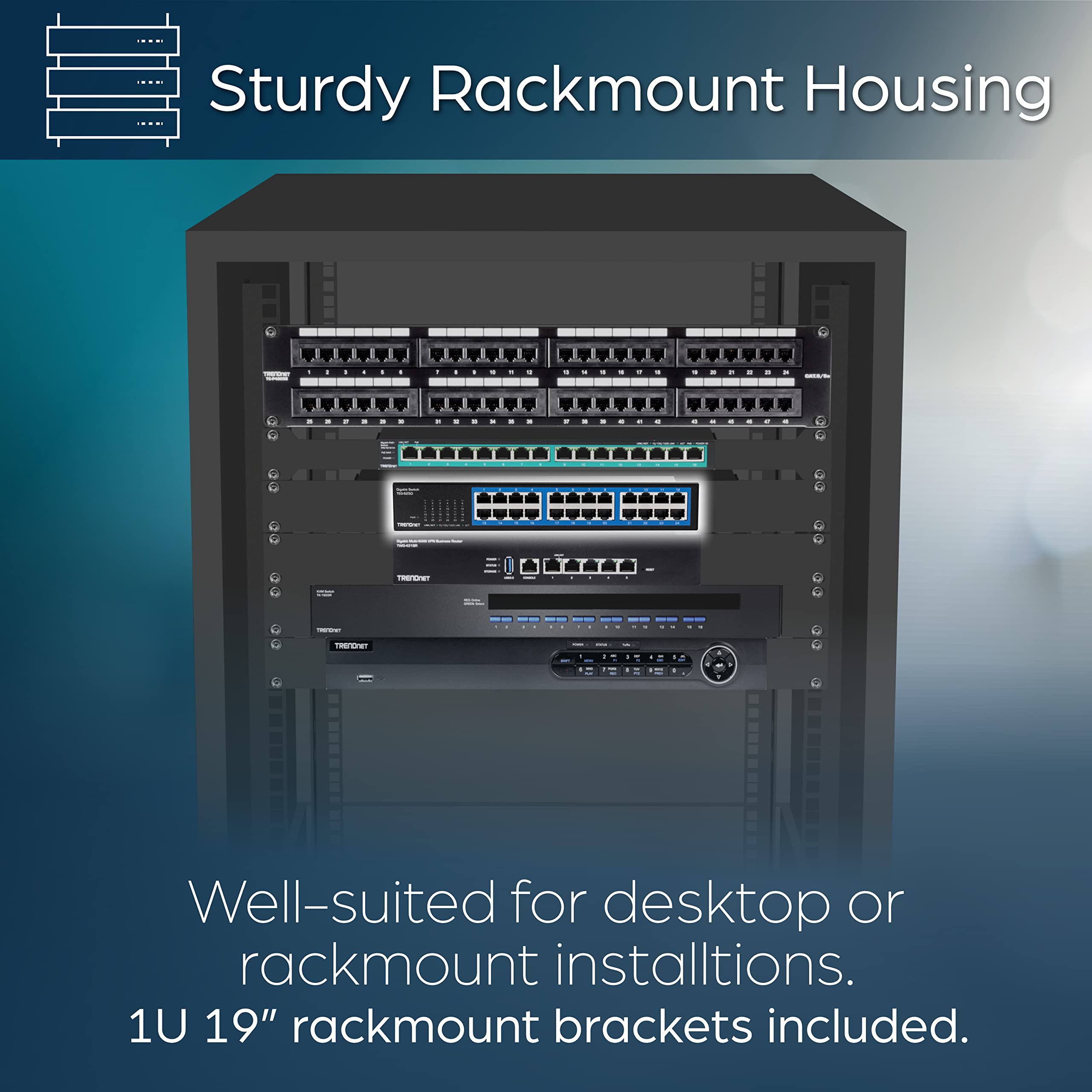 Trendnet 24 Port Gigabit Desktop Switch Teg S25D 24 X Gigabit Rj 45 Ports 48Gbps Switching Capacity Fanless Design Metal Enclosu