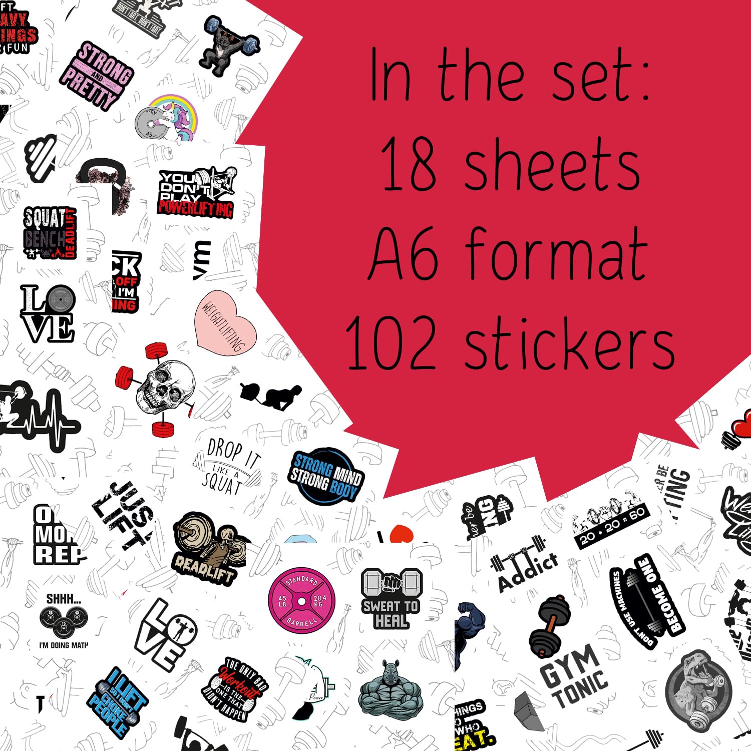 100Pcs Gym, Workout And Weightlifting Stickers For Water Bottle & Laptop   Workout Gifts For Women, Mom   Waterproof Vinyl Decal