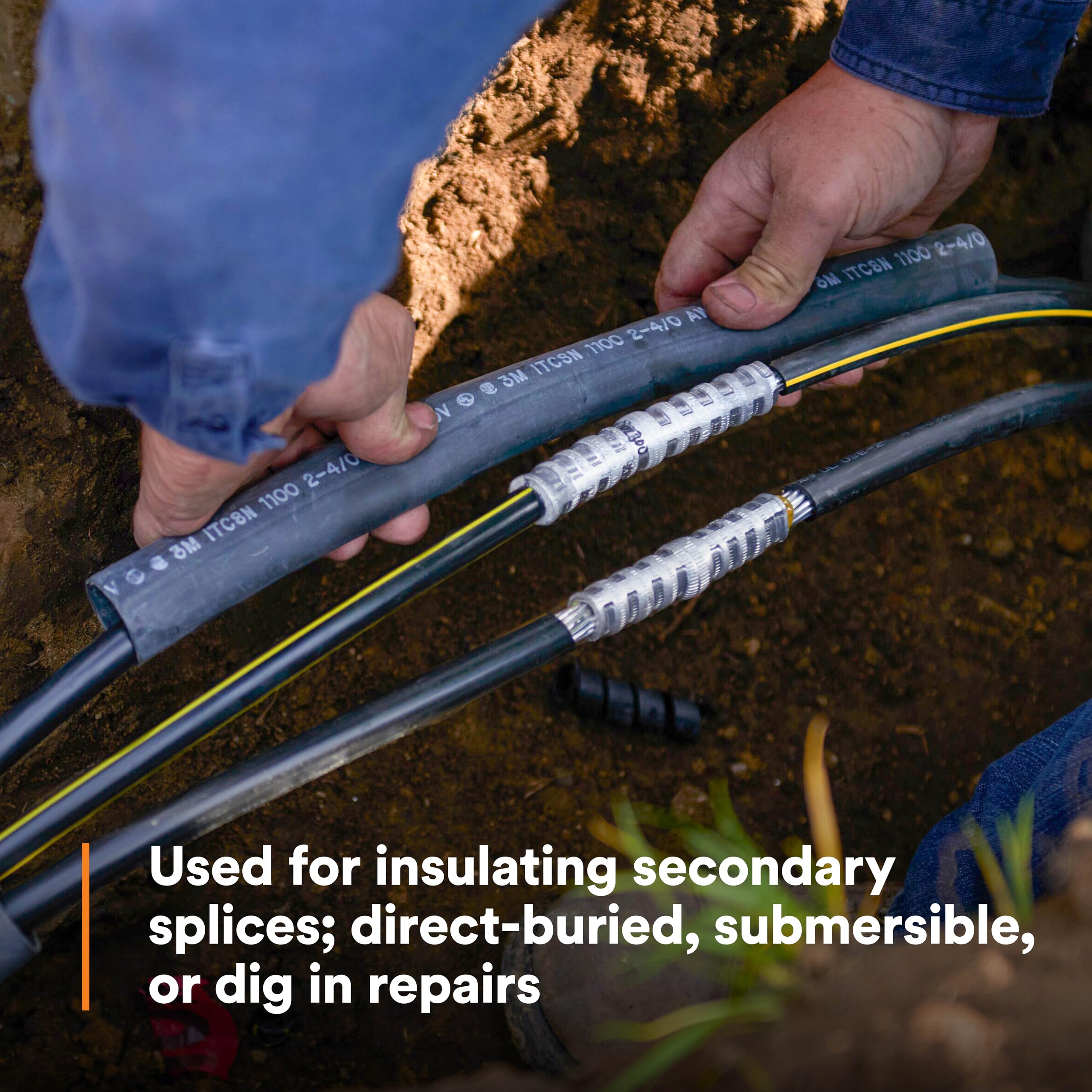 3M Heat Shrink Heavy-Wall Cable Sleeve Itcsn-0400, Mechanical And Environmental Protection, Black, 12-6 Awg, Expanded/Recovered