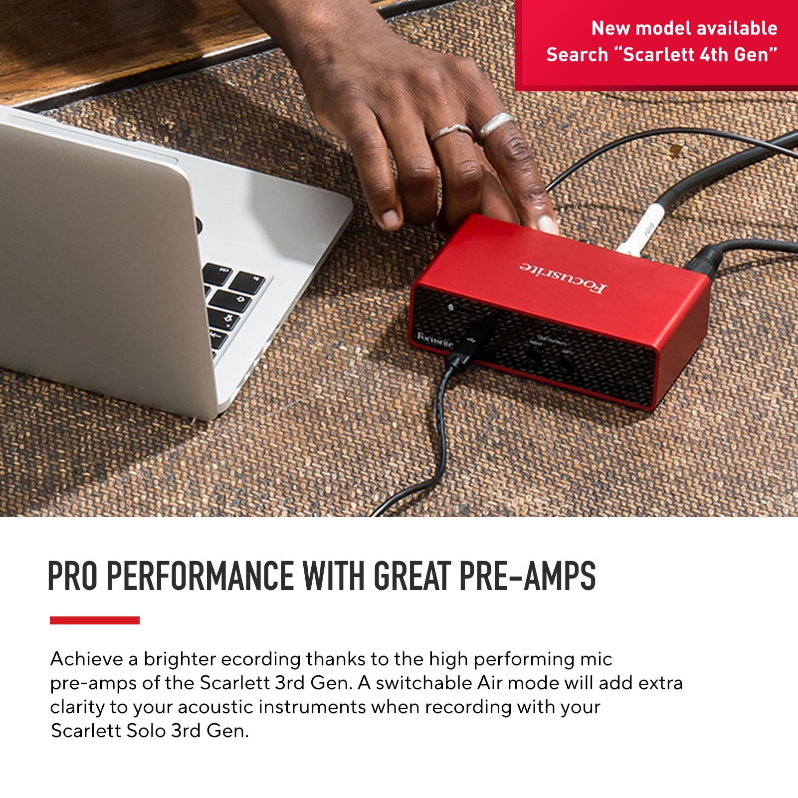 Focusrite Scarlett Solo Studio 3Rd Gen Usb Audio Interface Bundle For The Guitarist, Vocalist Or Producer With Condenser Microph