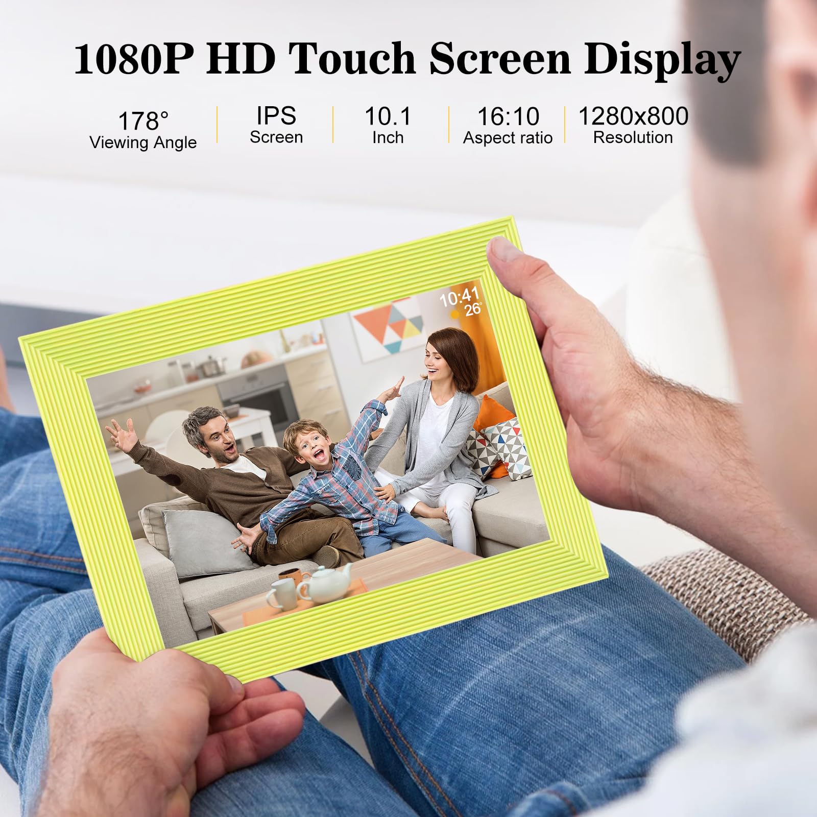 Frameo 10.1 Inch Smart Wifi Digital Photo Frame 1280X800 Ips Lcd Touch Screen, Auto-Rotate Portrait And Landscape, Built In 32Gb