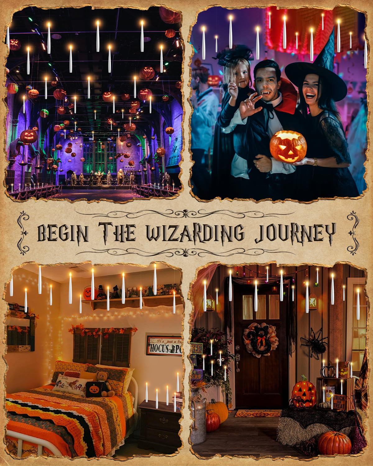 Floating Candles With Remote 8Pcs   Halloween Decorations Magic Hanging Candles Flickering Warm Light Led Flameless Candles With