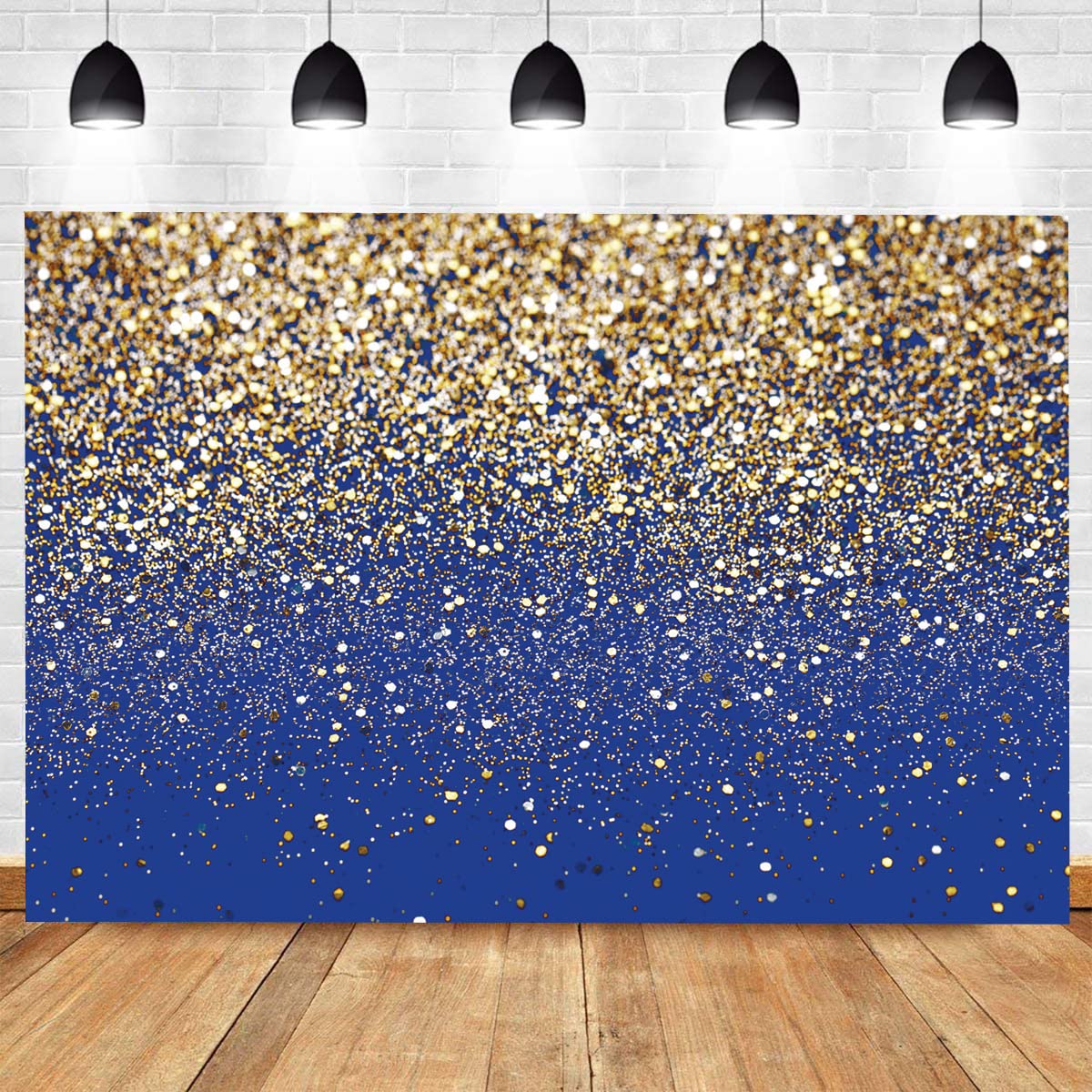 Lycgs 10X8Ft Royal Blue Glitter Backdrop Birthday Backdrop Gold Spots Bokeh Backdrop Wedding Prom Graduation Photography Backgro