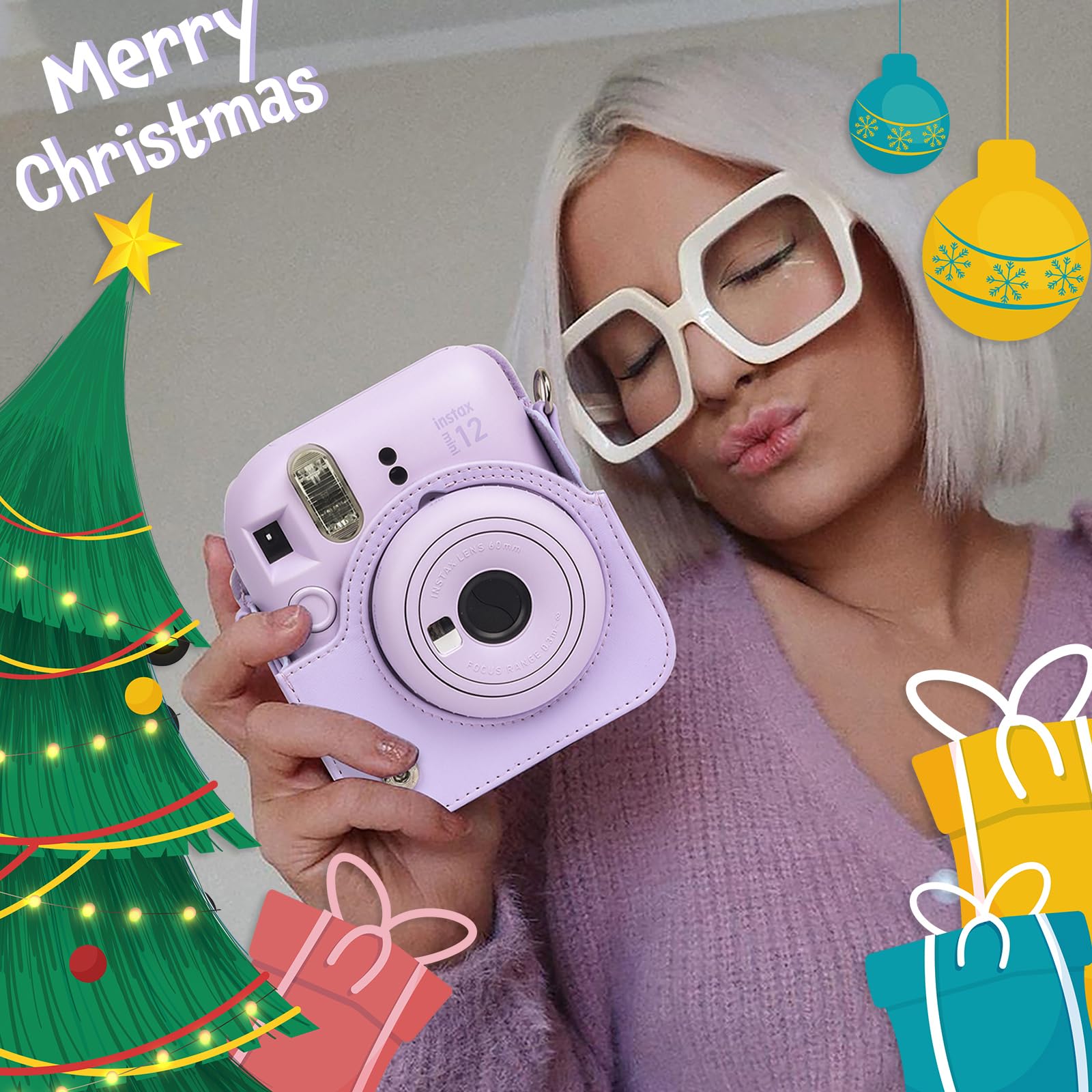 Caiyoule Accessories For Fuji Instax Mini 12 Camera, Accessory Bundle Include Pu Leather 12 Case, Mini Picture Album, Frames, Di