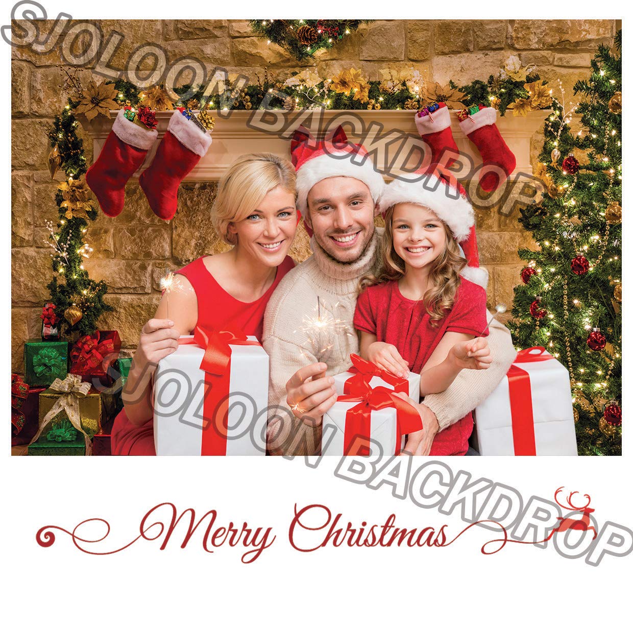 Sjoloon 15X10Ft Christmas Photography Backdrops Child Christmas Fireplace Decoration Background For Photo Studio 11209
