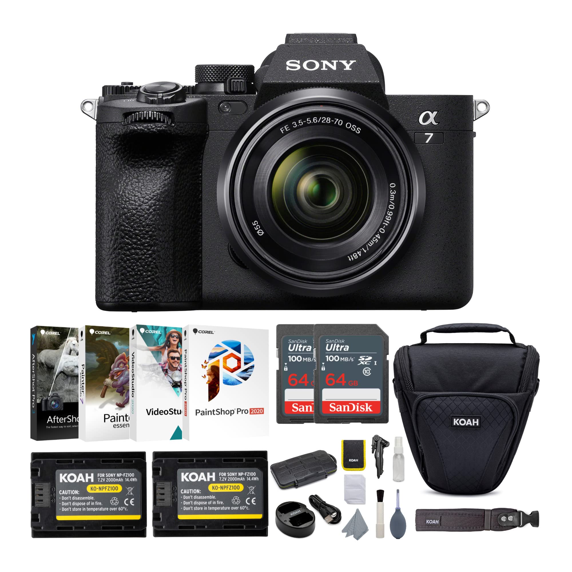Sony Alpha 7 IV Full-Frame Mirrorless Interchangeable Lens Camera Bundle with Battery and Charger, Camera Case and Accessory Bun