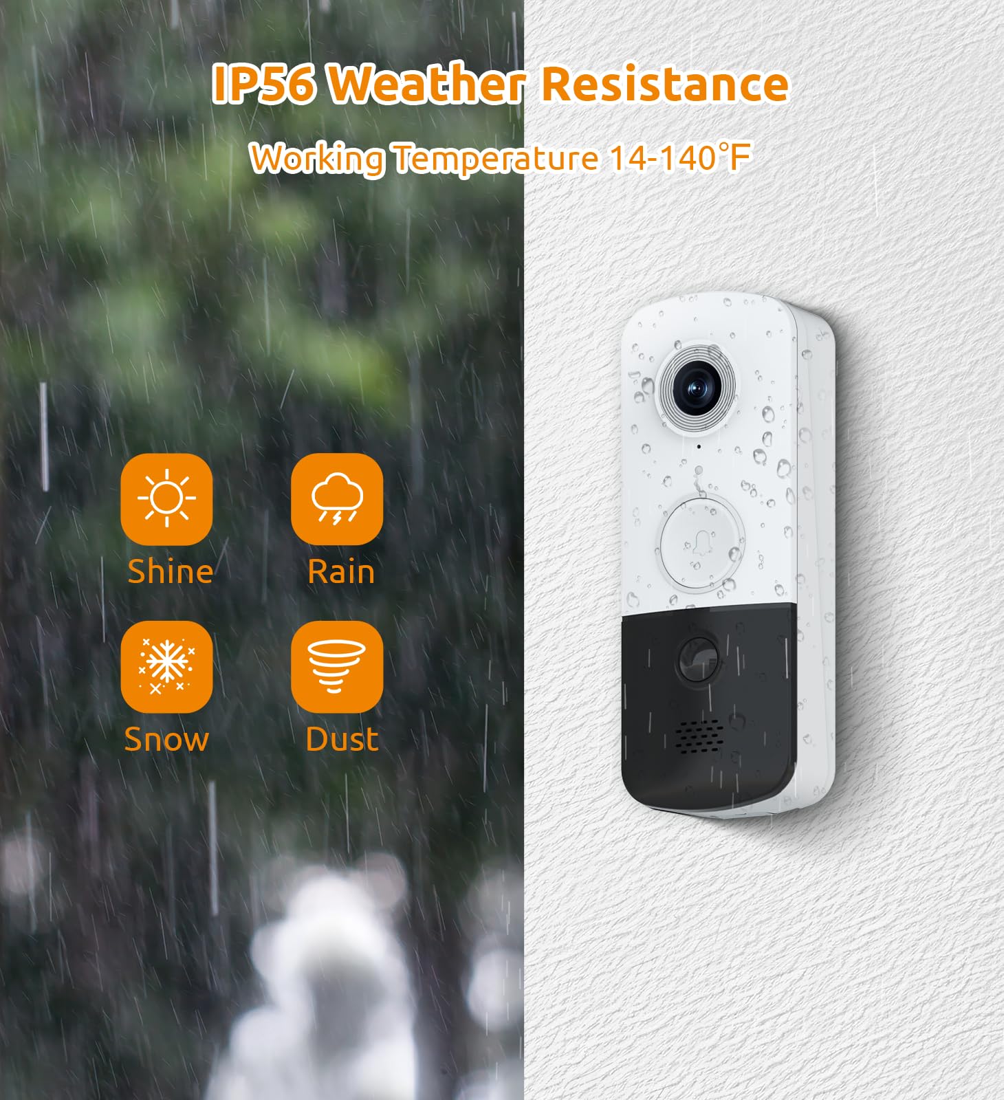 Toucan Doorbell Camera, Video Doorbell With Chime, 2 Way Talk, 2.4Ghz Wifi, Night Vision, Pir Motion Detection, Compatible With