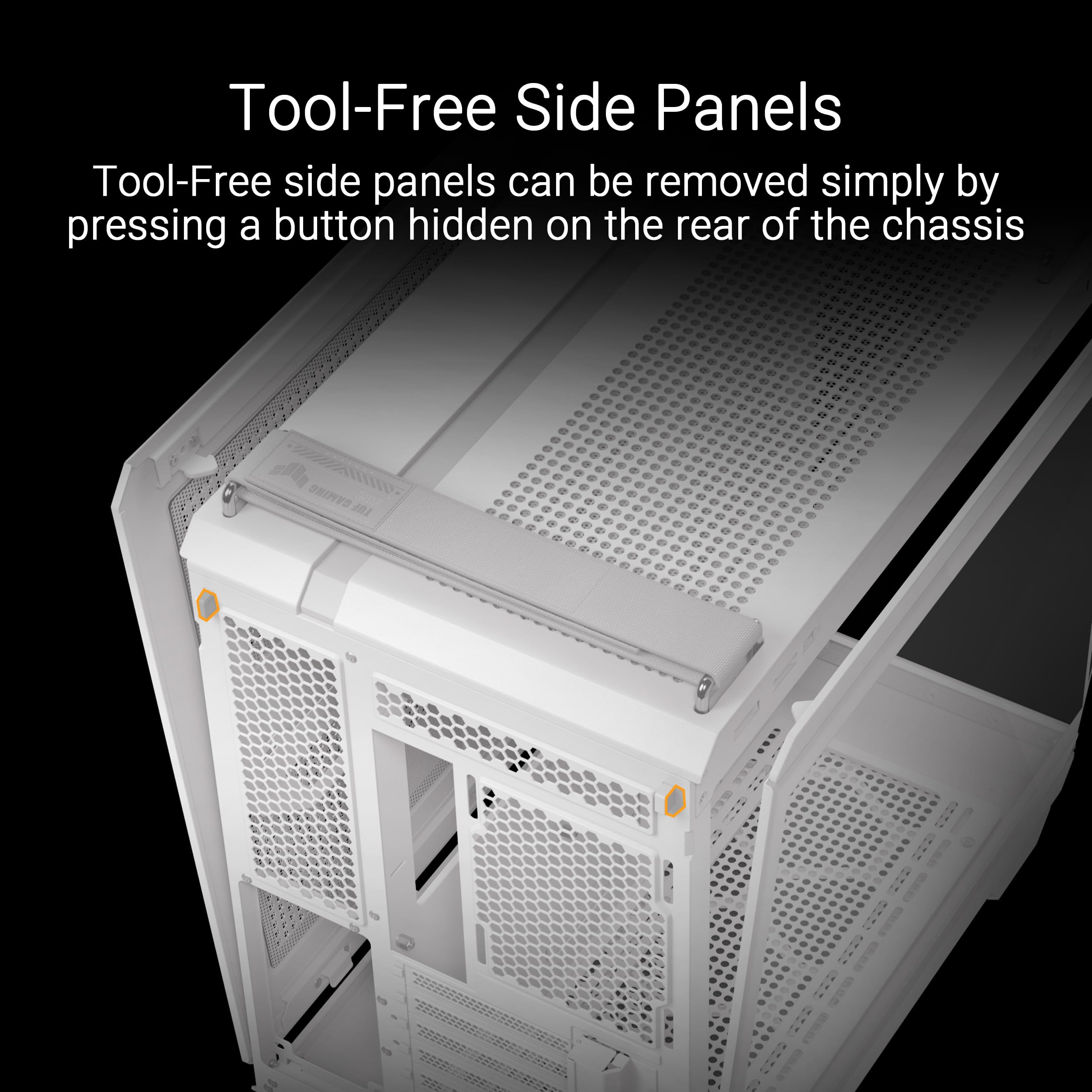 Asus Tuf Gaming Gt502 Horizon White Atx Mid Tower Gaming Case (Boundless Panoramic Design, Dual Chamber, Independent Cpu And Gpu