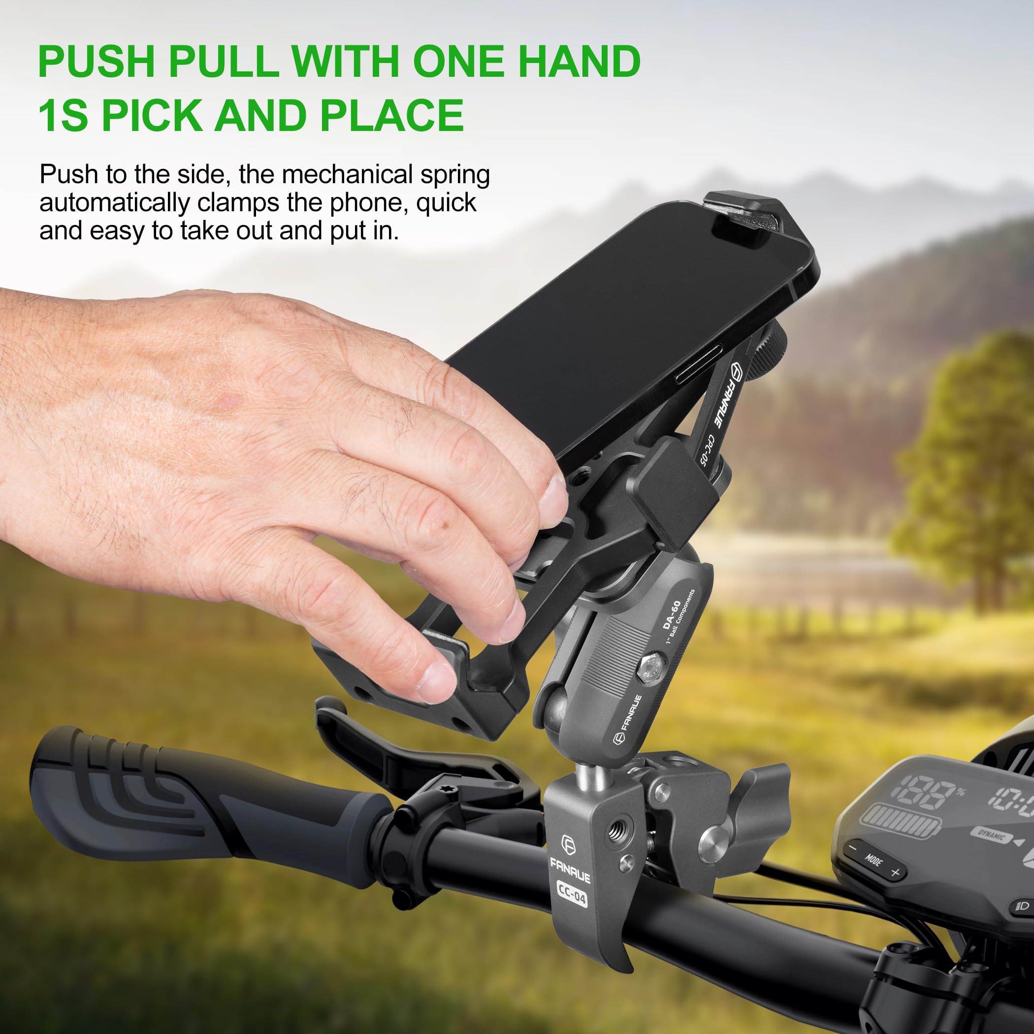 Fanaue Aluminum Motorcycle Phone Holder With 1'' Ball Head Adapter Compatible With Ram Mounts B Size Double Socket Arm & Bike Ph