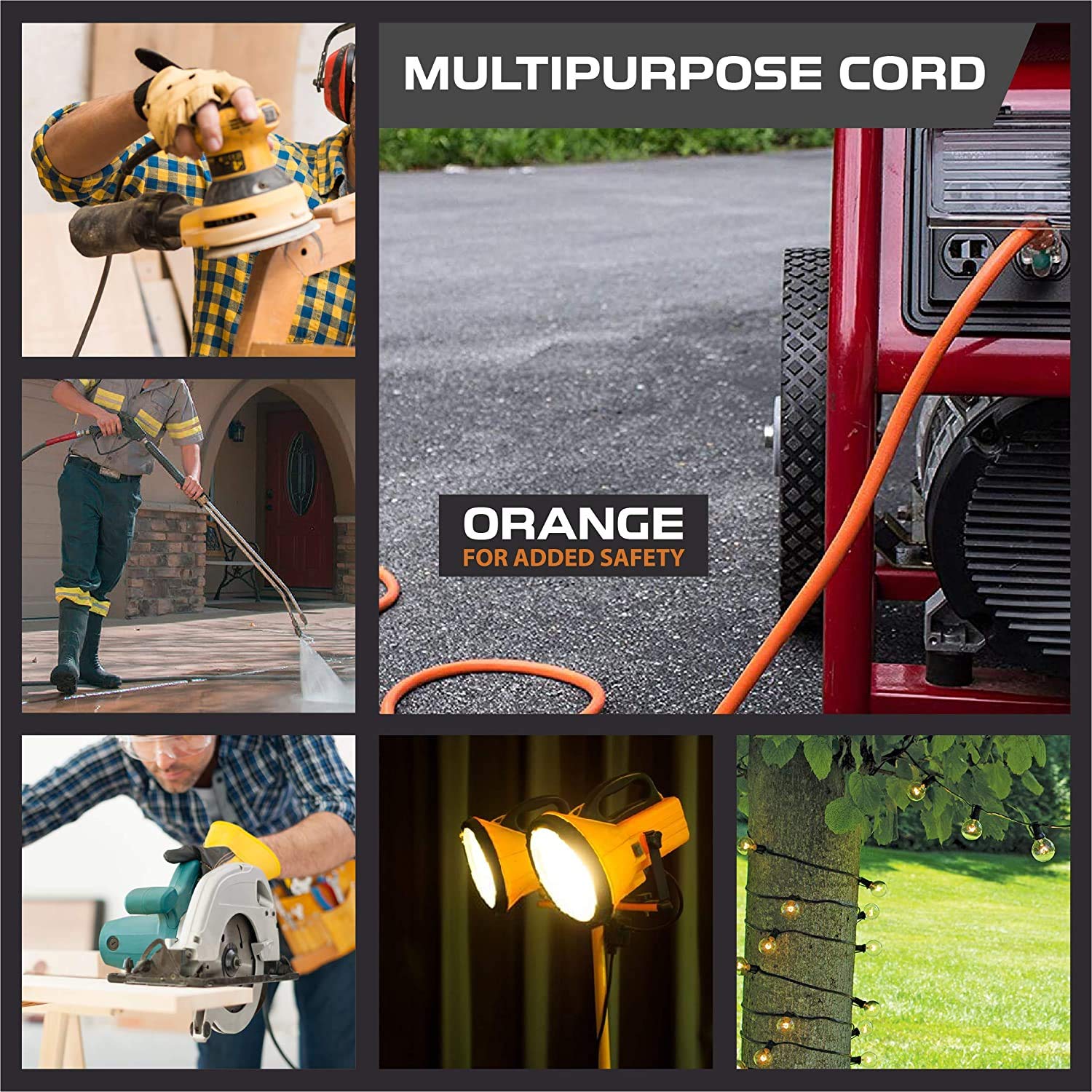 Iron Forge Cable 10 Gauge Extension Cord 10 Ft, 10/3 Heavy Duty Extension Cord 10 Foot 3 Prong Lighted End, Sjtw Weatherproof Or