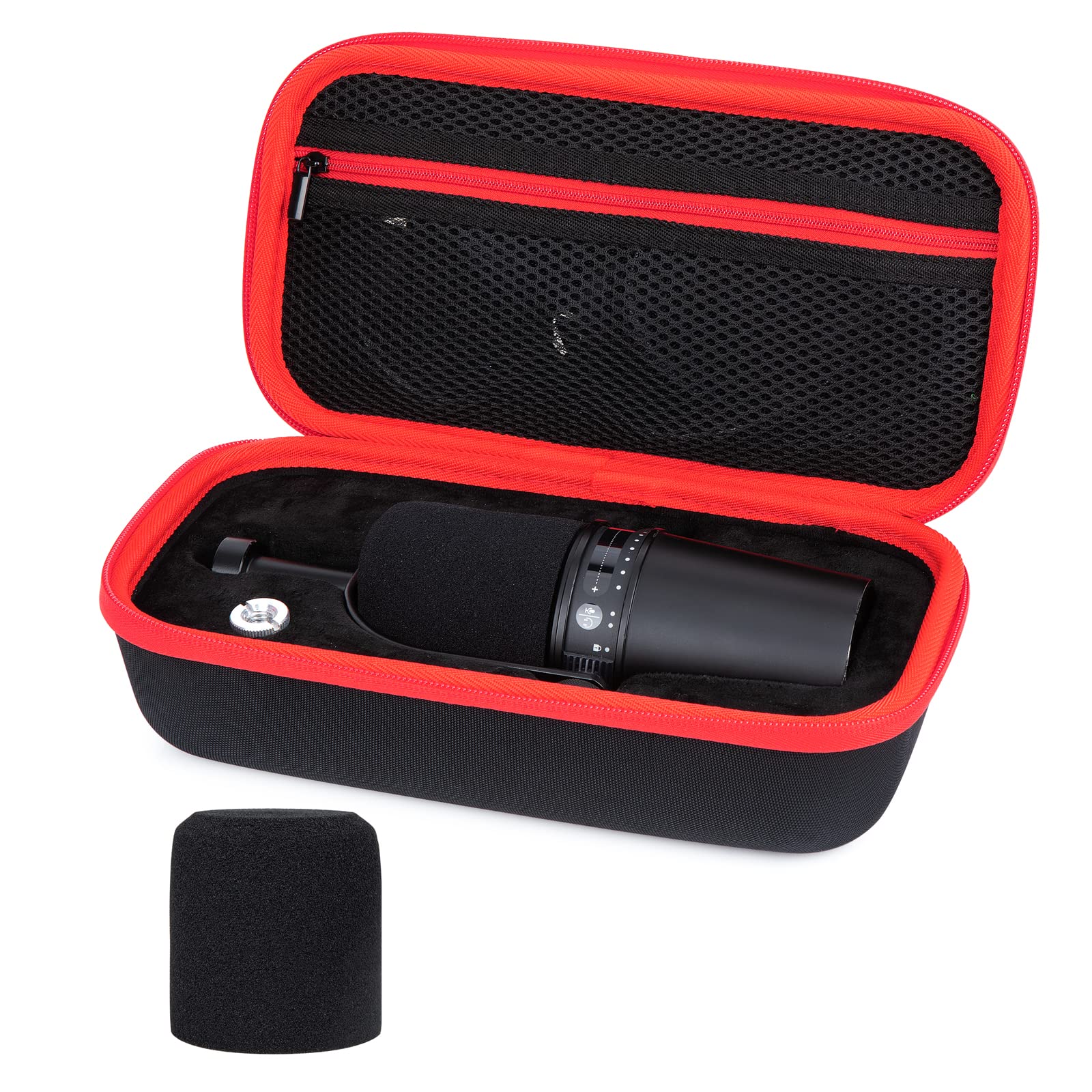 YOUSHARES MV7 Microphone Case Bag with Mic Cover Foam   Mic Case Hard Carring Case with Windshield Compatible with Shure MV7 USB Condenser Microphone