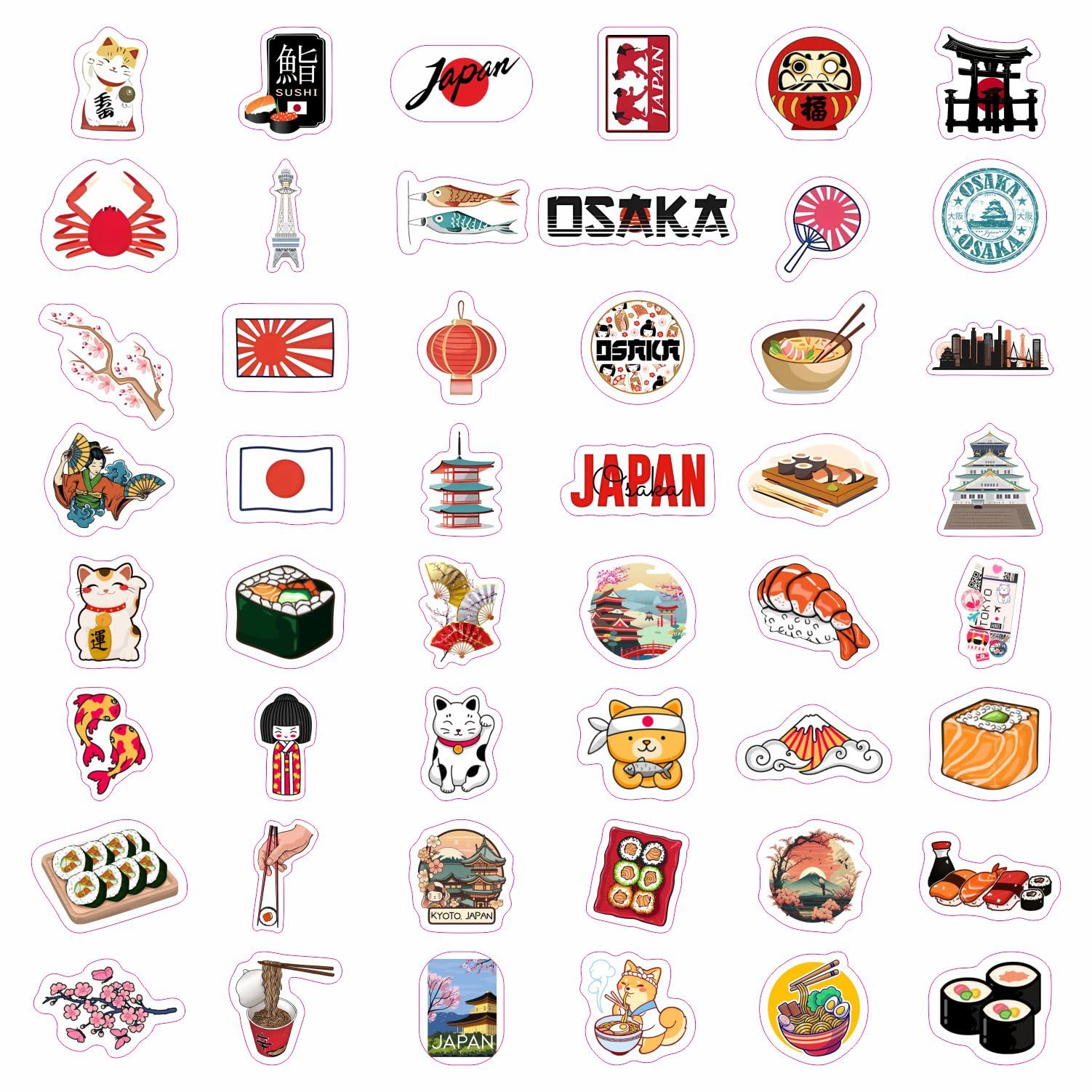 Japan Stickers, Cute Japanese Stickers For Journaling, Scrapbook, Planner   Japan Party Decorations, Asian Stickers, Japanese Gi