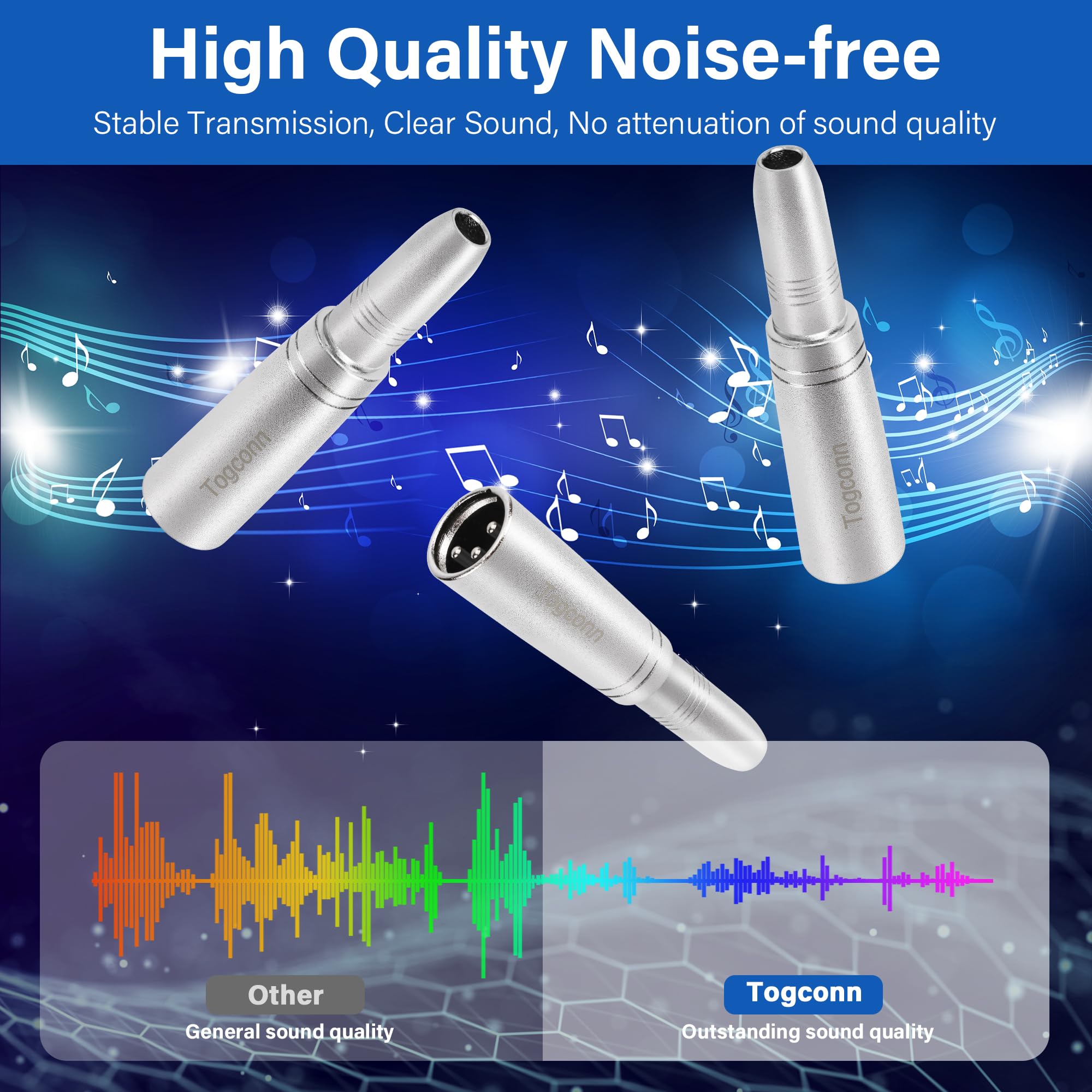 Togconn 1/4'' Trs Female To Xlr Adapter 4 Pack, 1 Pair 6.35Mm 1/4'' Female To Xlr Male Adapter And 1 Pair 6.35Mm 1/4'' Female To