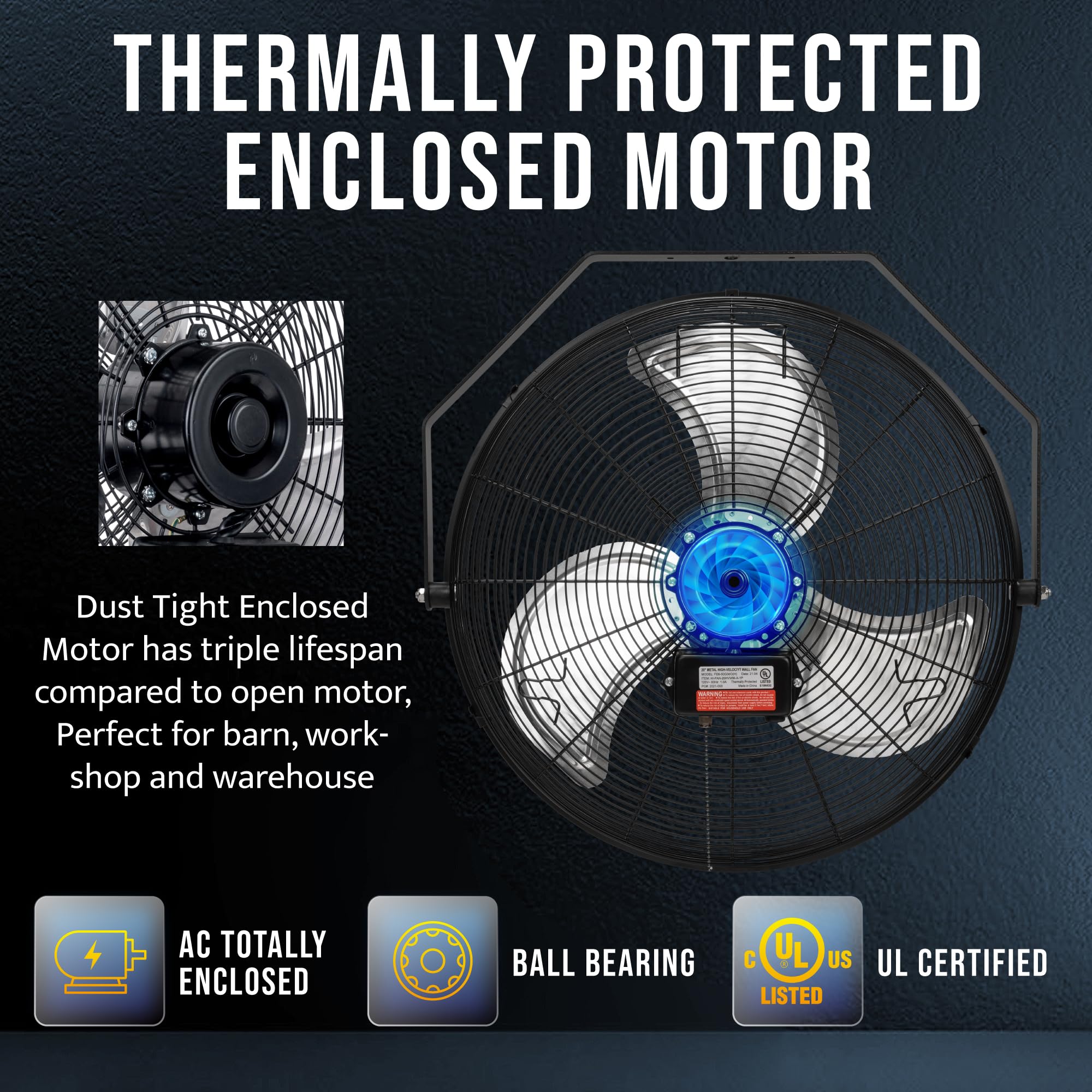 Tornado 2 Pack 20 Inch High Velocity Industrial Wall Fan   4750 Cfm   3 Speed   6 Ft Cord   Industrial, Commercial, Residential