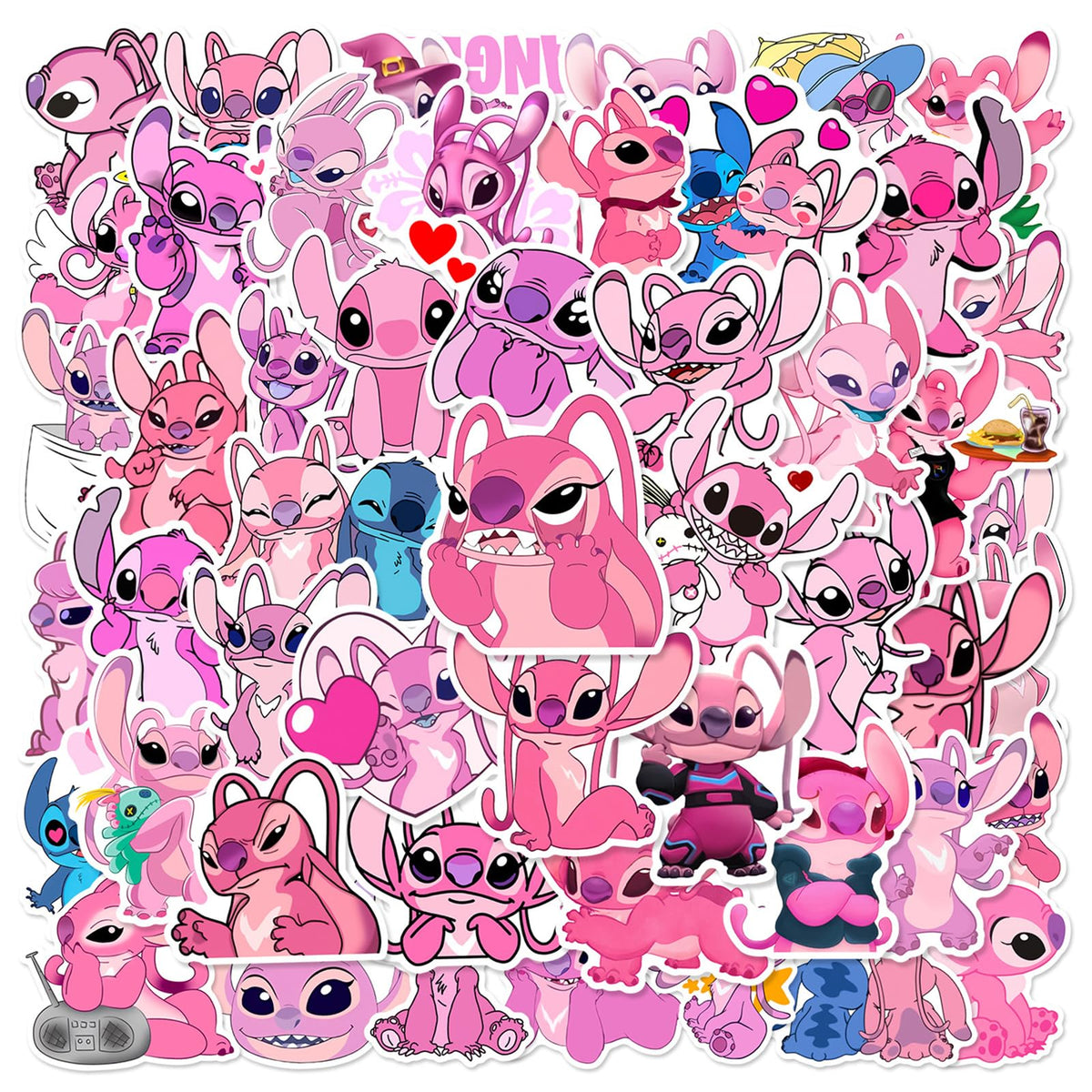 Lilo Stitch Stickers For Kids Water Bottle, 50Pcs Cute Cartoon Stitchs Waterproof Vinyl Decal For Teen Girl Adult Laptop Skatebo