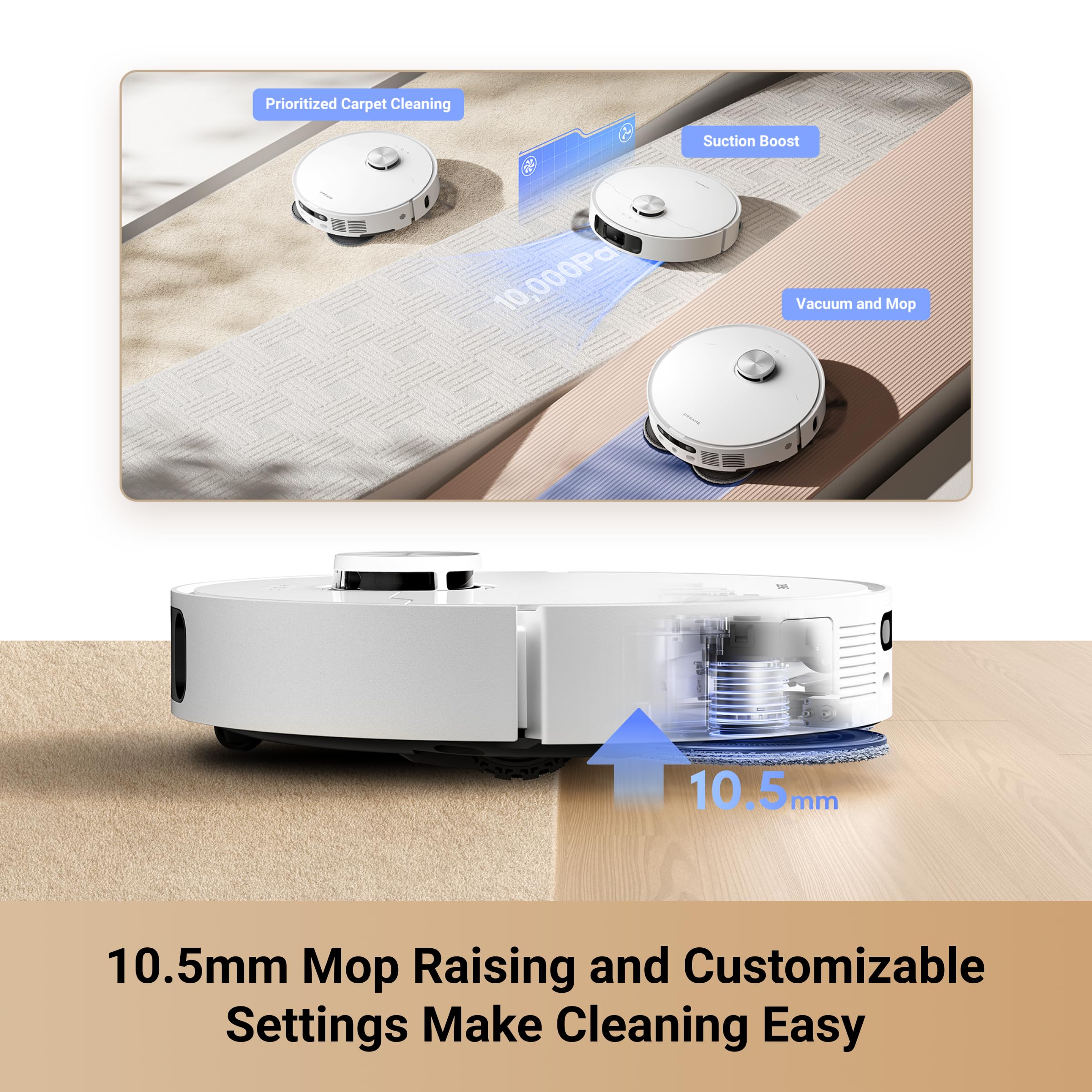Dreame L10S Ultra Gen 2 Robot Vacuum And Mop, 10,000Pa Suction, Mopextend Technology, All In One Base Station, Pet Friendly, Ver