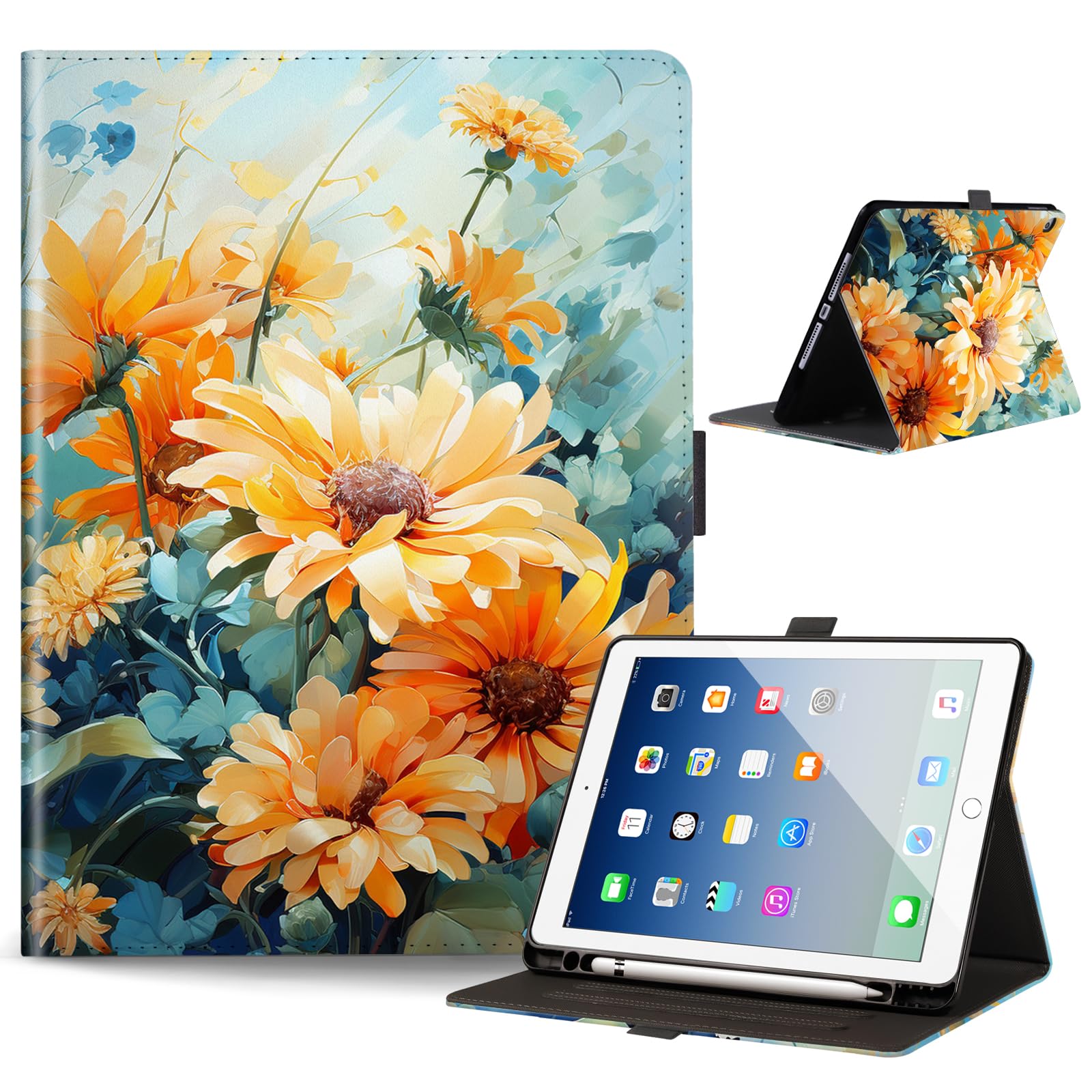 Anpredo Case For Ipad 10.2 Inch 9Th/7Th/8Th Generation With Pencil Holder, Multi Angle Viewing, Auto Wake/Sleep, Protective Smar