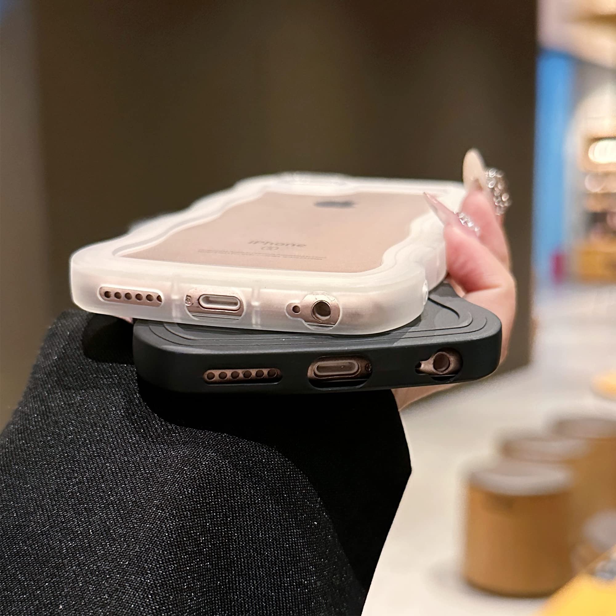 Skylmw Compatible With Iphone 6S/6 Case 4.7'', Cute Kawaii Curly Wave Frame Shape Soft Silicone Shockproof Protective Phone Cove