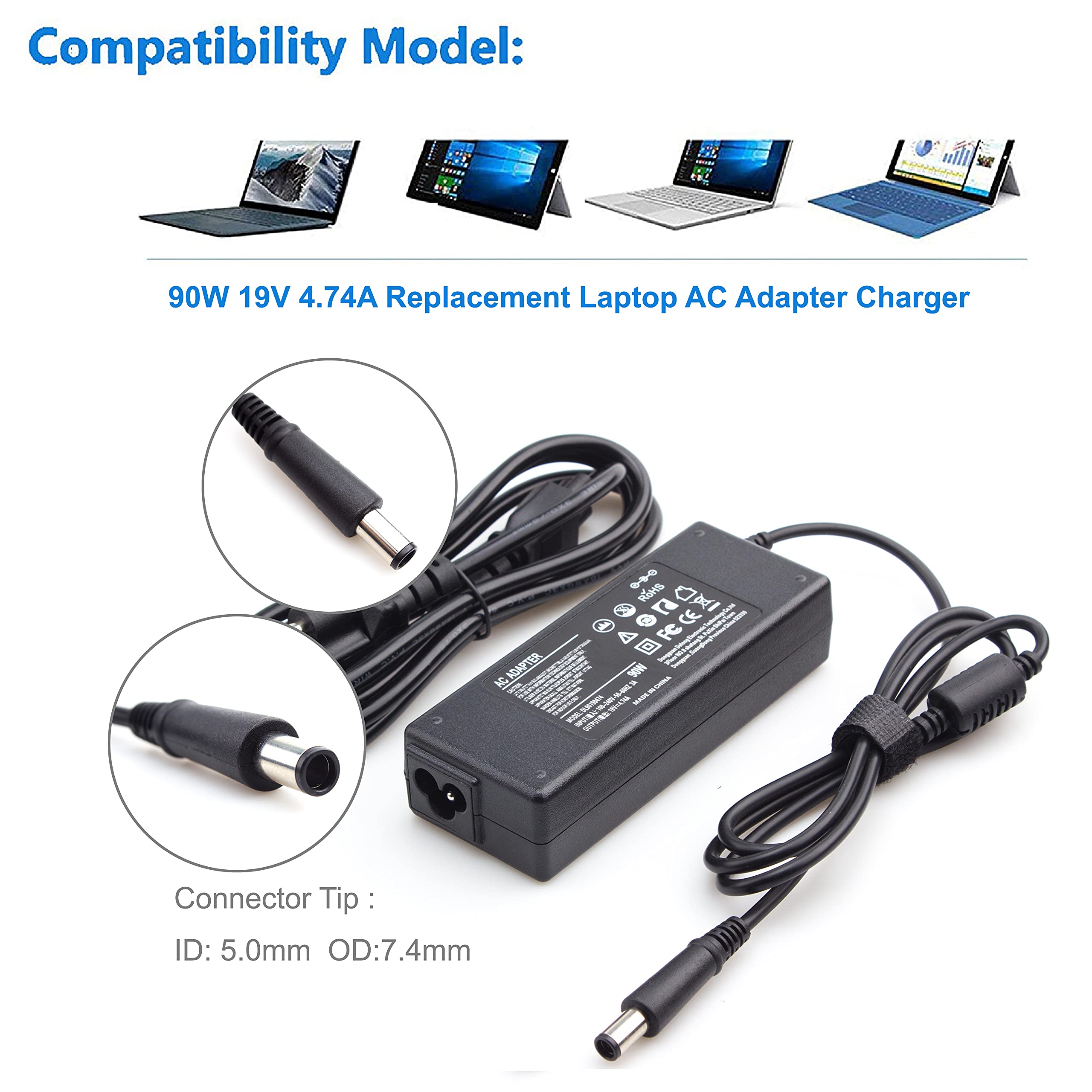 Burflo 90W 65W Ac Adapter/Laptop Charger For Hp Elitedesk 705 800 805 G1 G2 G3 G4 G5 G6 Mini Pc Desktop Computer;Prodesk 260 600